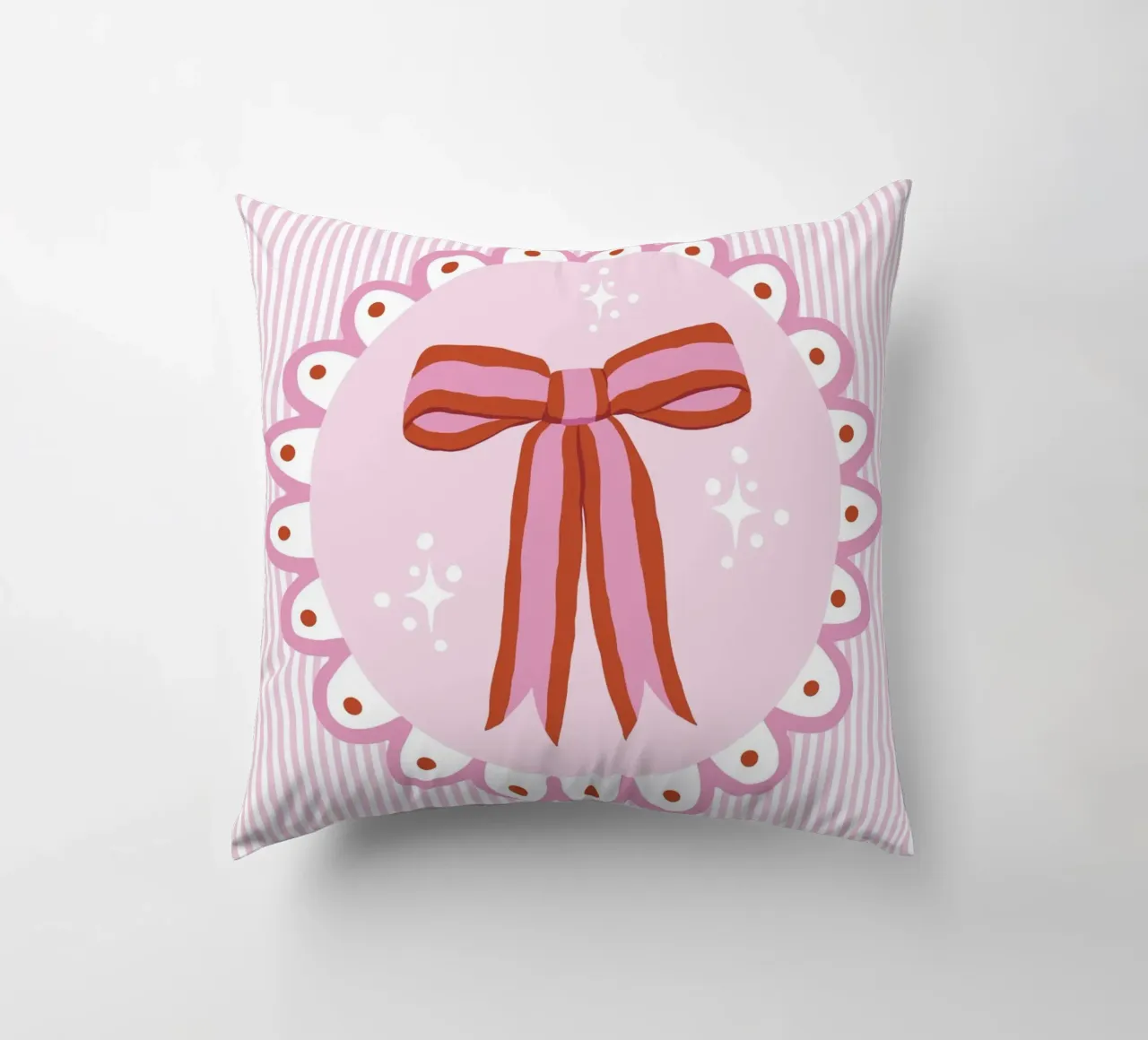 Pretty sparkling coquette ribbon in pink and red cuscino da Vivdesign