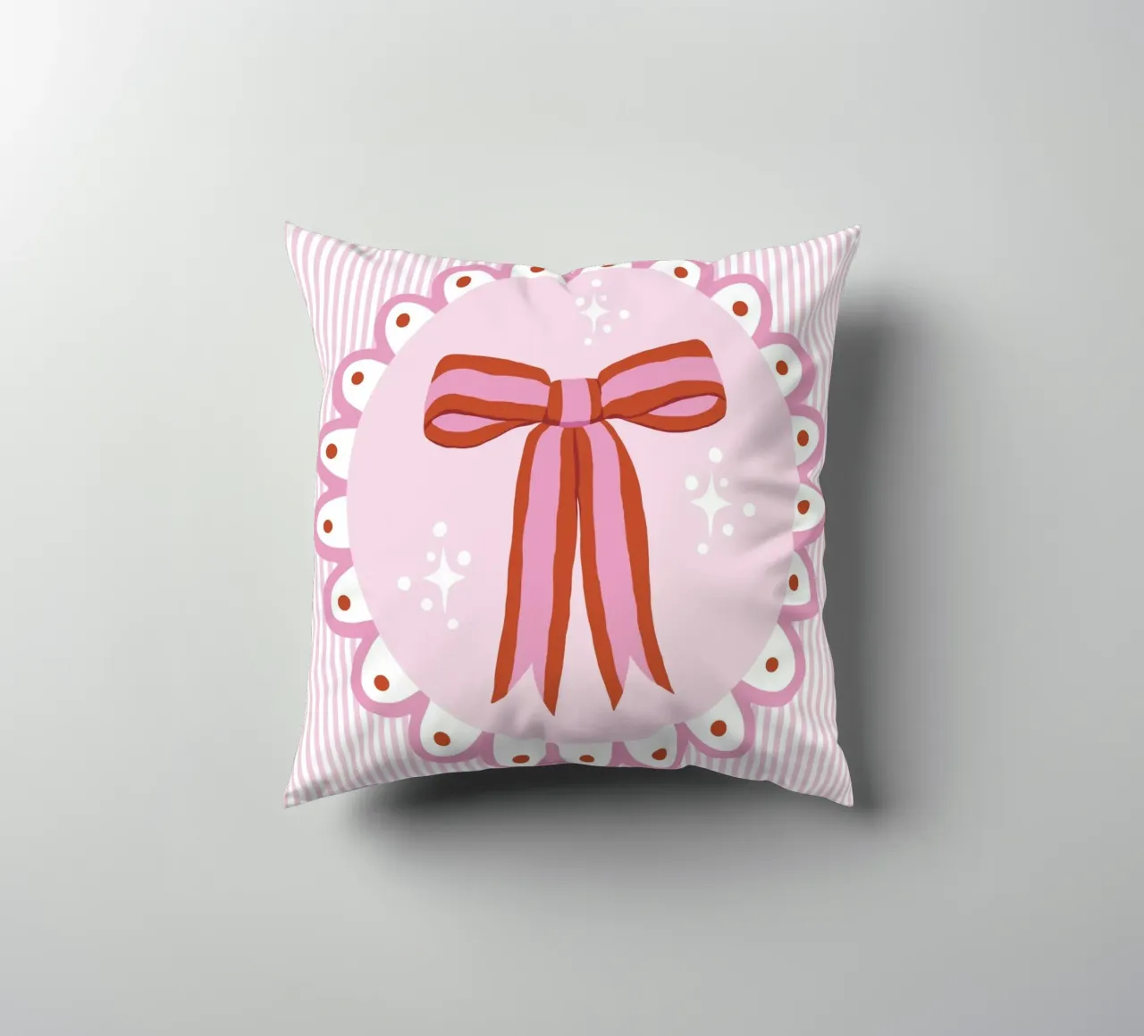 Pretty sparkling coquette ribbon in pink and red cuscino da Vivdesign