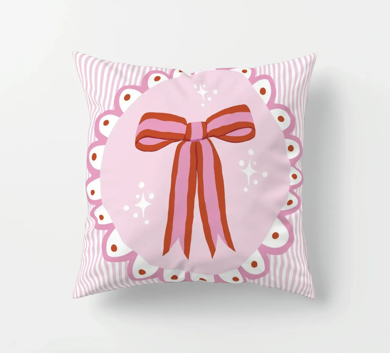 Pretty sparkling coquette ribbon in pink and red cuscino da Vivdesign