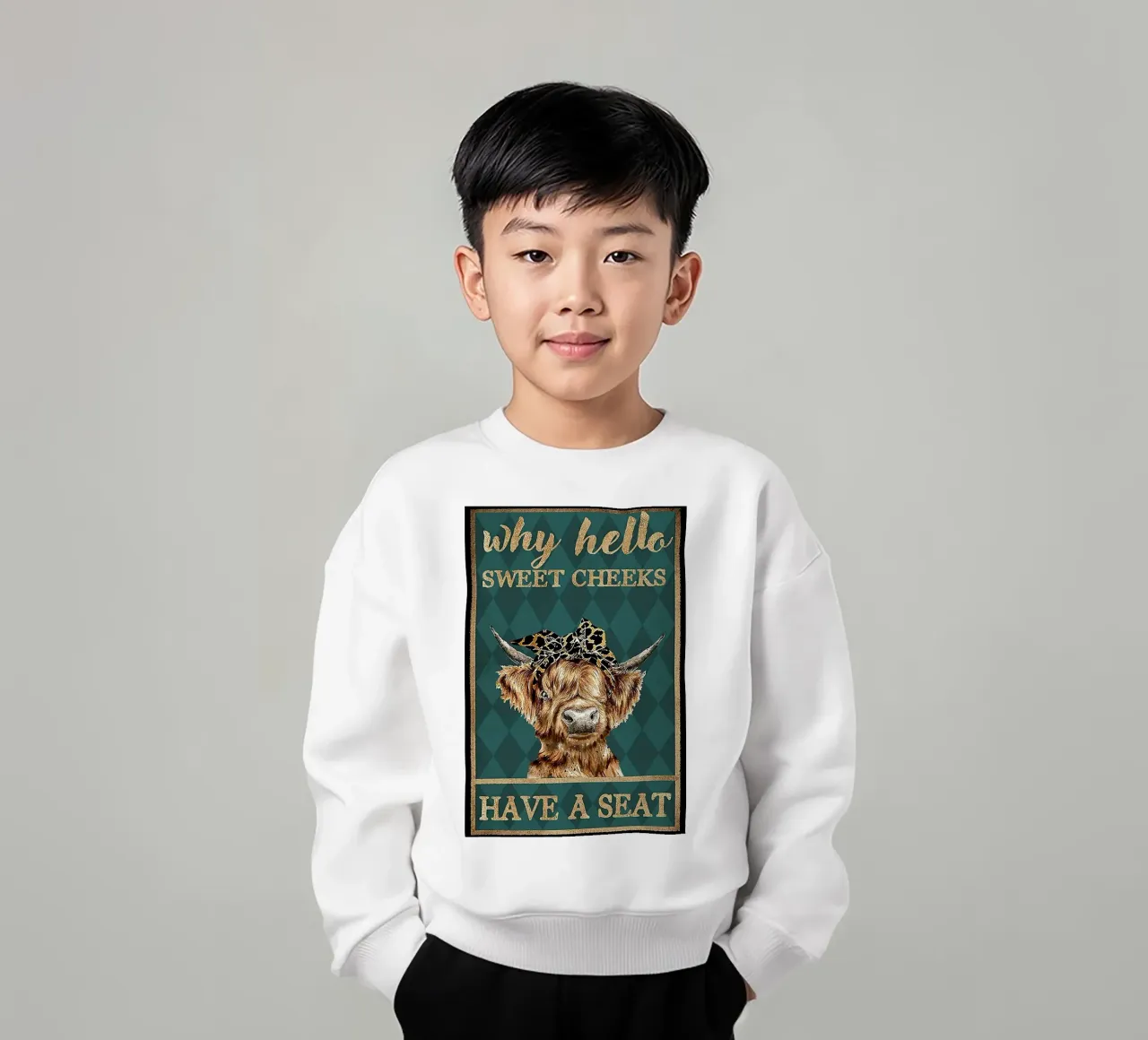 mucca ciao guance dolci siediti felpa bambino da Aaronshop