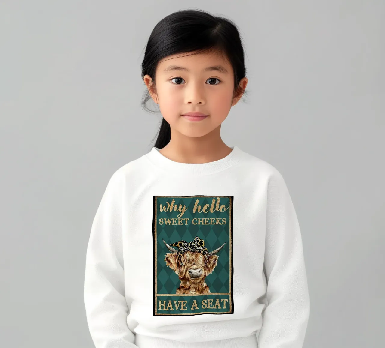 mucca ciao guance dolci siediti felpa bambino da Aaronshop
