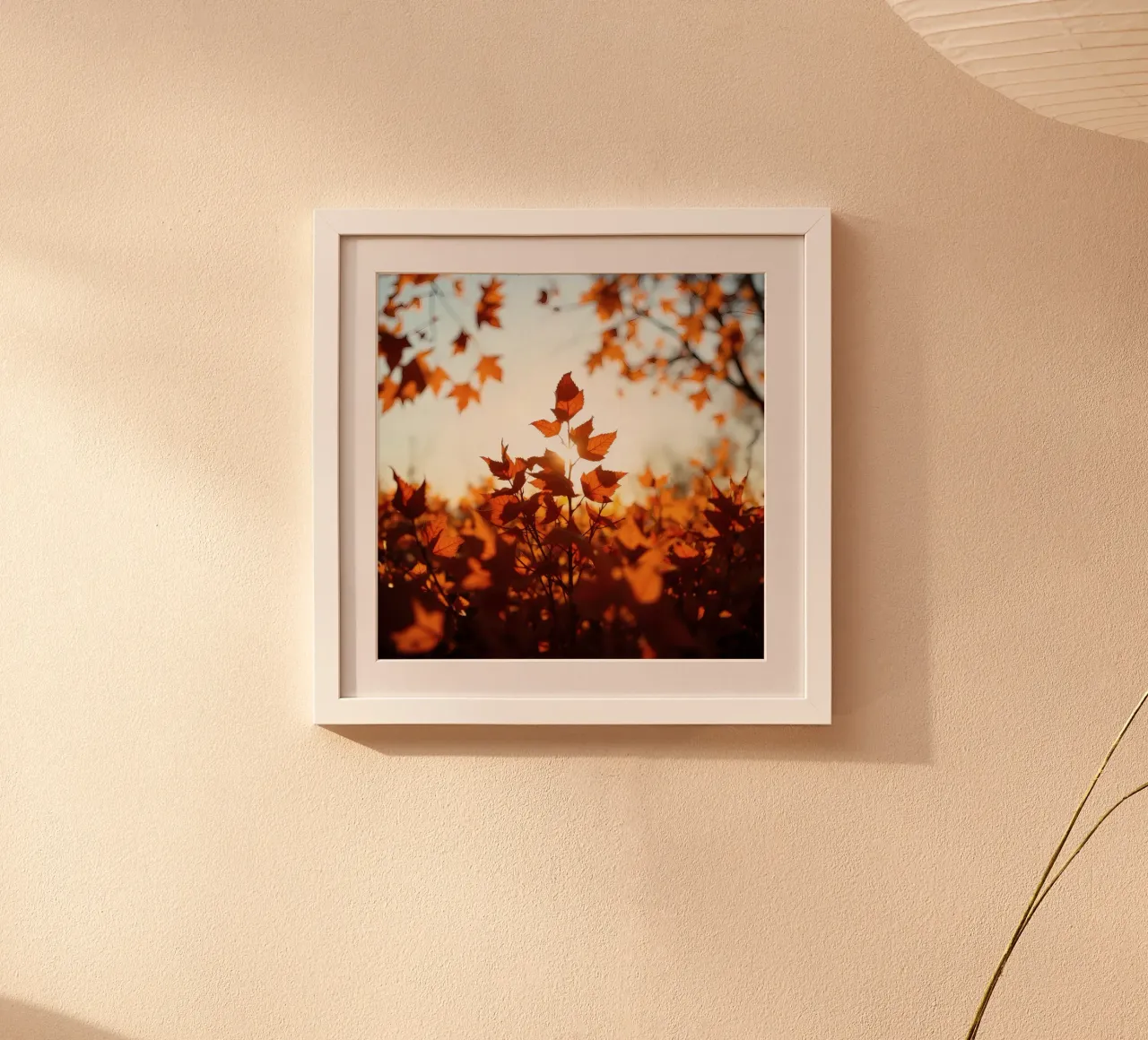 Foglie d'autunno illuminate dalla luce del sole in un ambiente tranquillo. carta hahnemühle da DesignDoodle