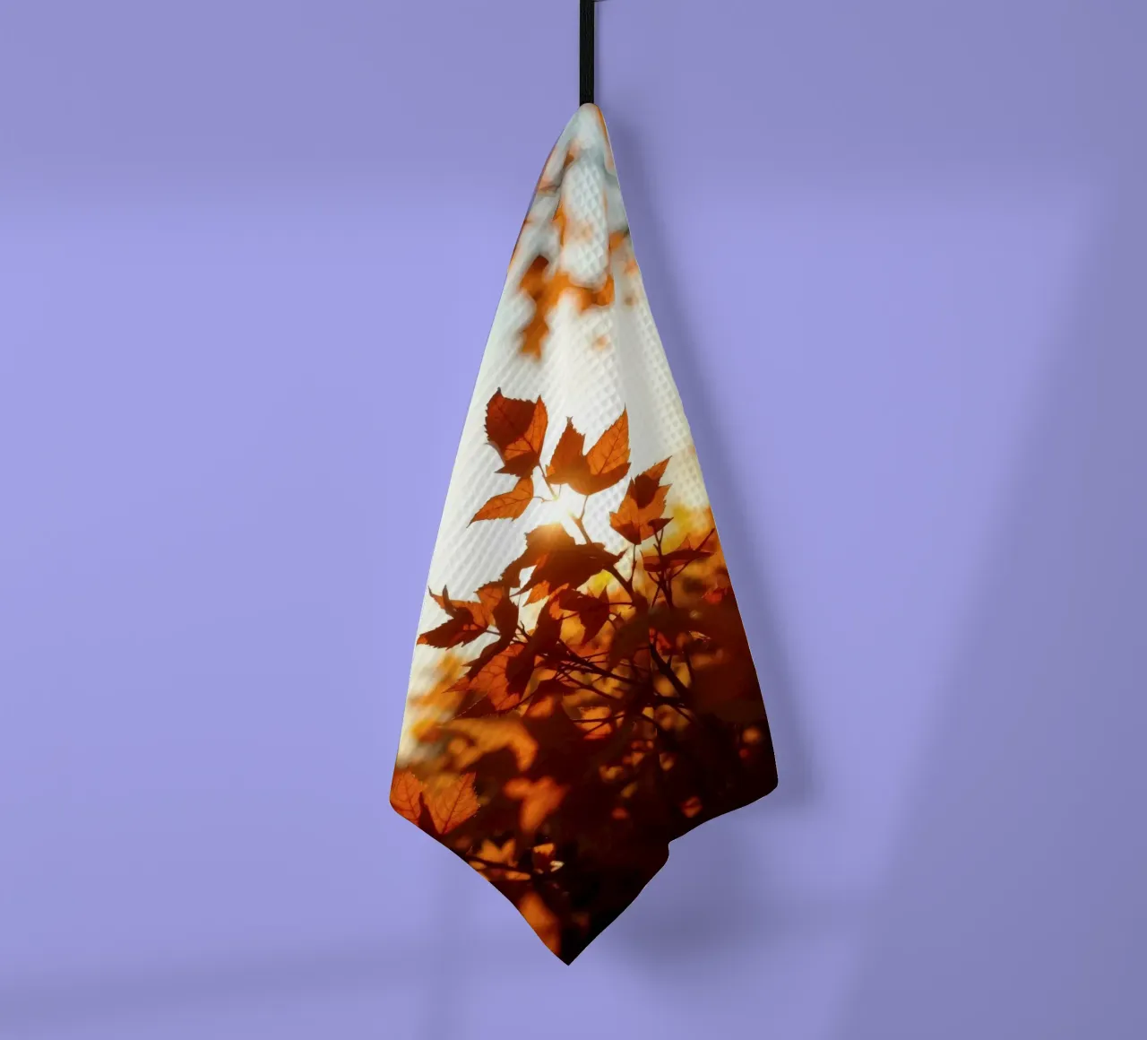Foglie d'autunno illuminate dalla luce del sole in un ambiente tranquillo. canovaccio da cucina da DesignDoodle