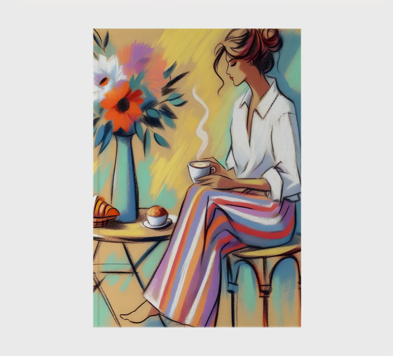 Ritratto di donna calma che fa colazione diario da ARTOMATIC