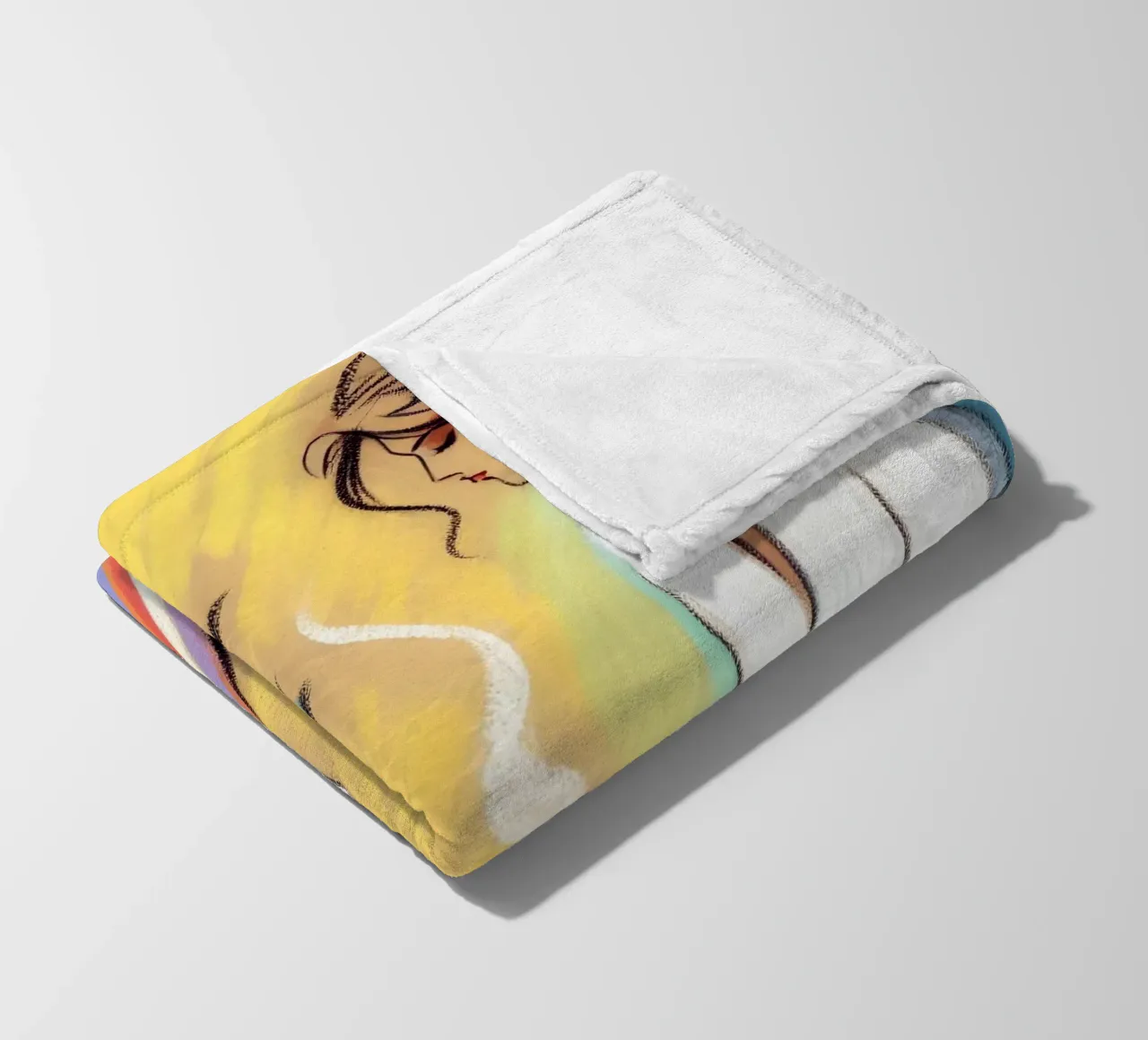 Ritratto di donna calma che fa colazione coperta in pile da ARTOMATIC