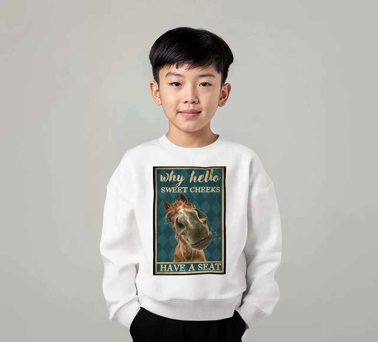 cavallo ciao guance dolci siediti felpa bambino da Aaronshop