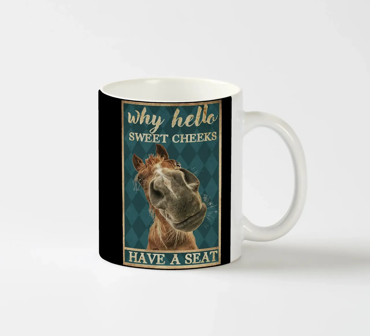 cavallo ciao guance dolci siediti tazza in ceramica da Aaronshop