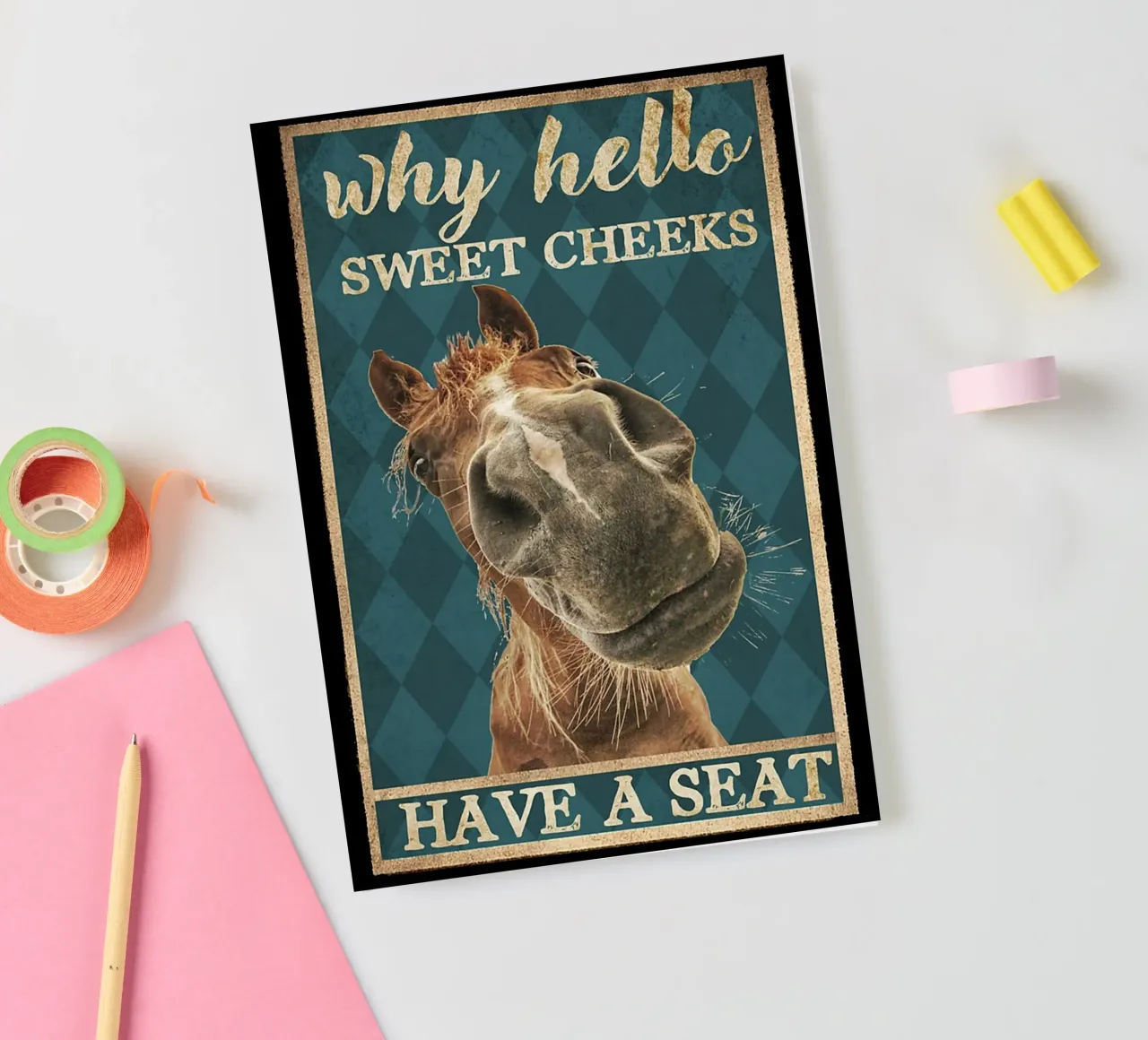 horse hello sweet cheeks have a seat notebook by Aaronshop