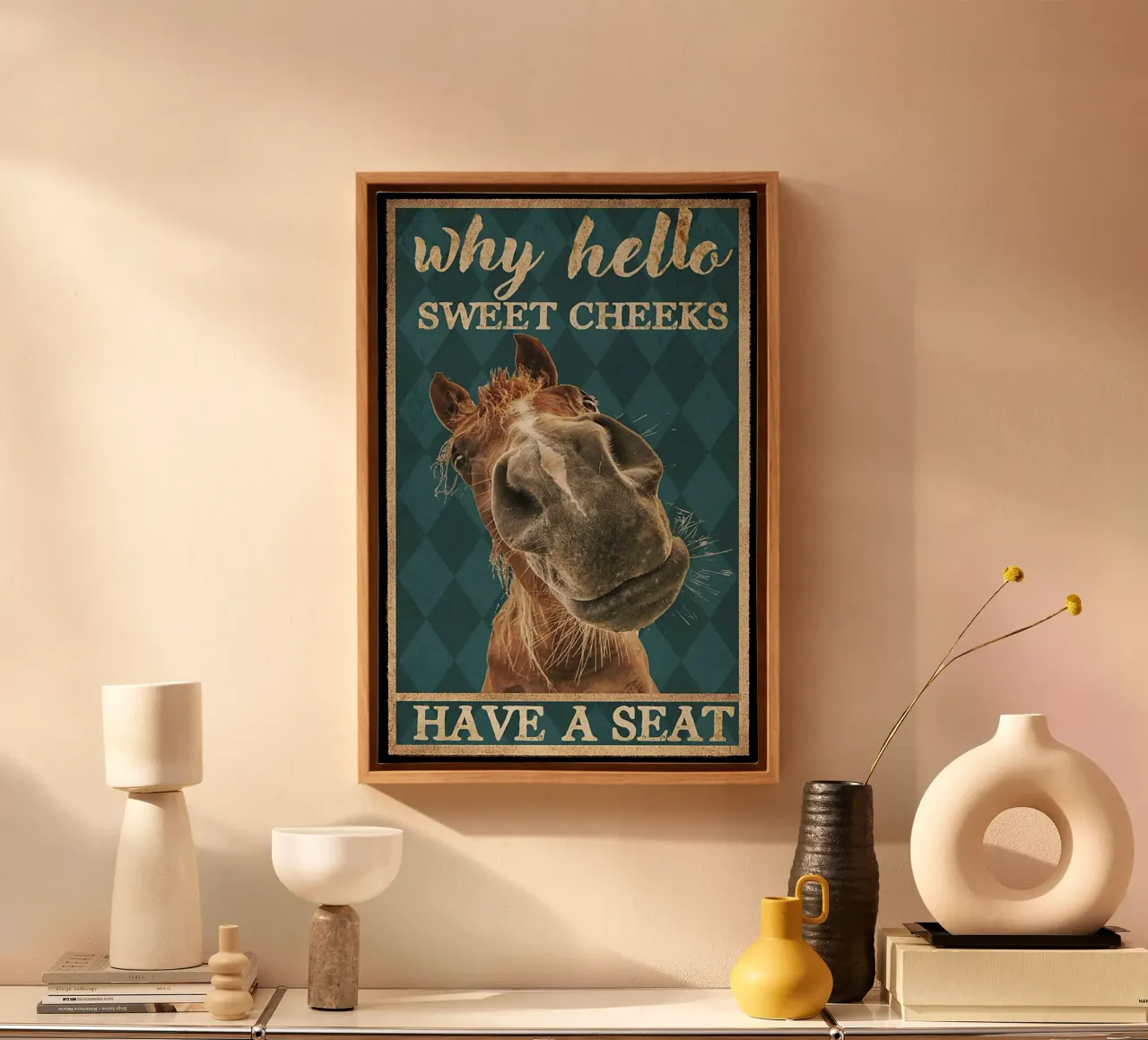 Pferd Hallo Süße, nimm Platz Leinwand von Aaronshop