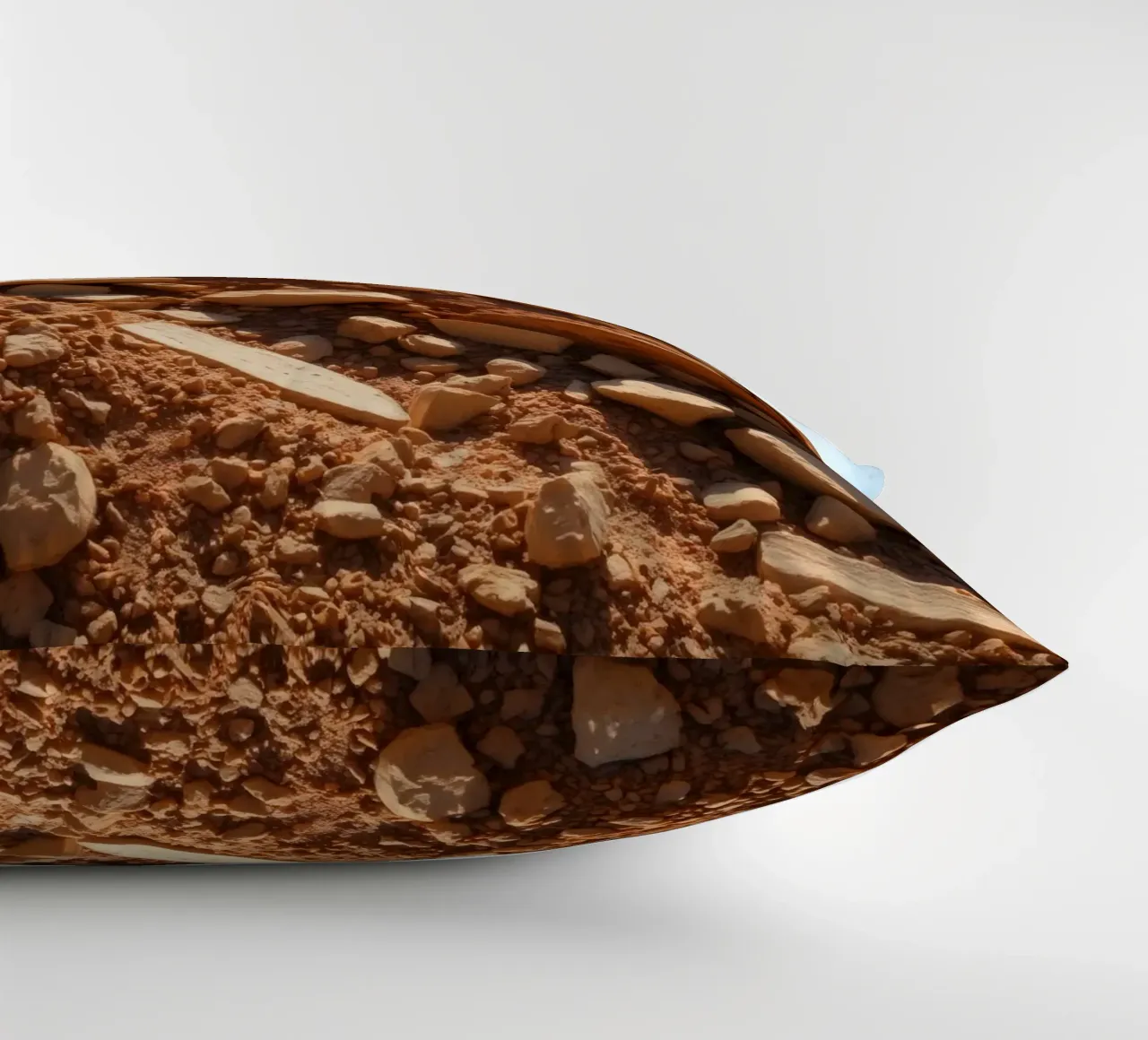 Paesaggio desertico con terreno roccioso sotto un cielo terso cuscino da DesignDoodle