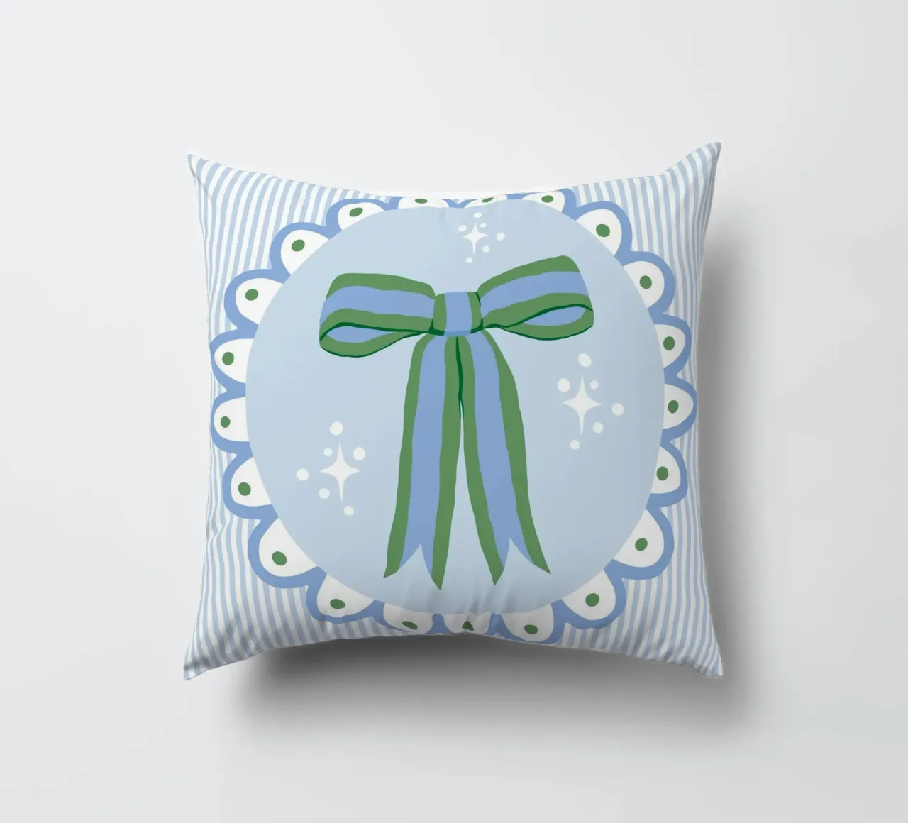 Pretty sparking coquette ribbon in blue and green cuscino da Vivdesign