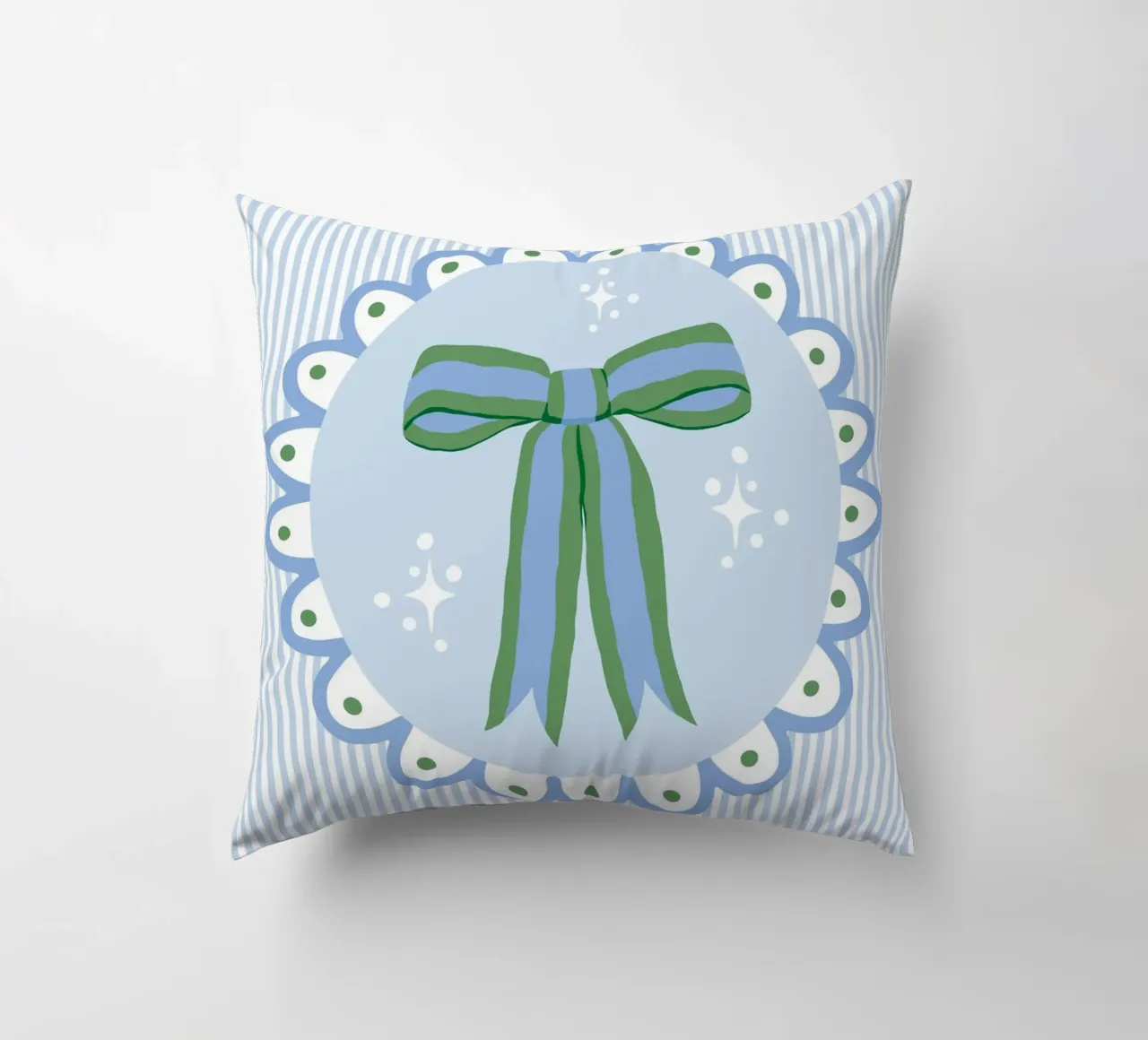 Pretty sparking coquette ribbon in blue and green cuscino da Vivdesign