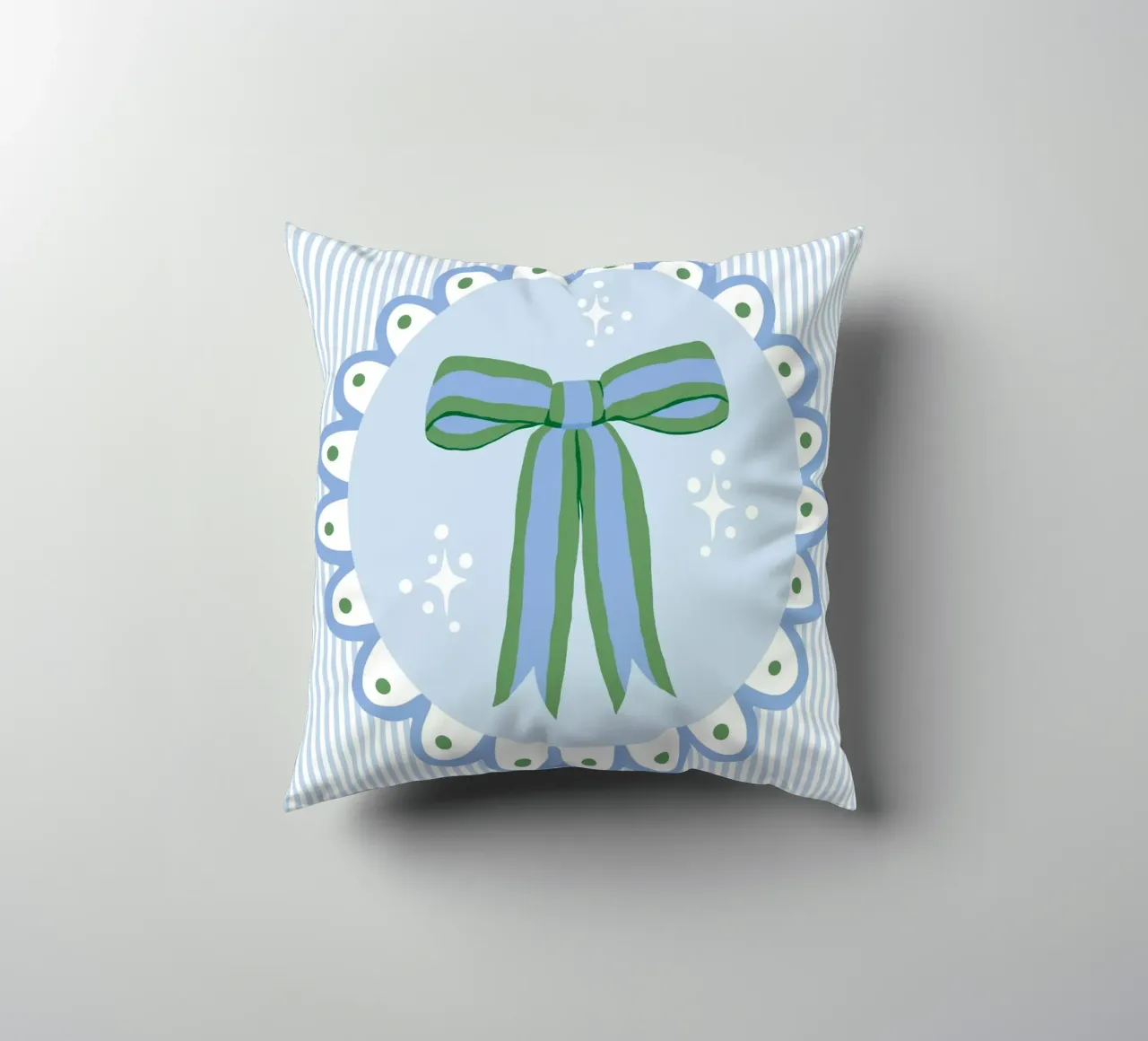 Pretty sparking coquette ribbon in blue and green cuscino da Vivdesign