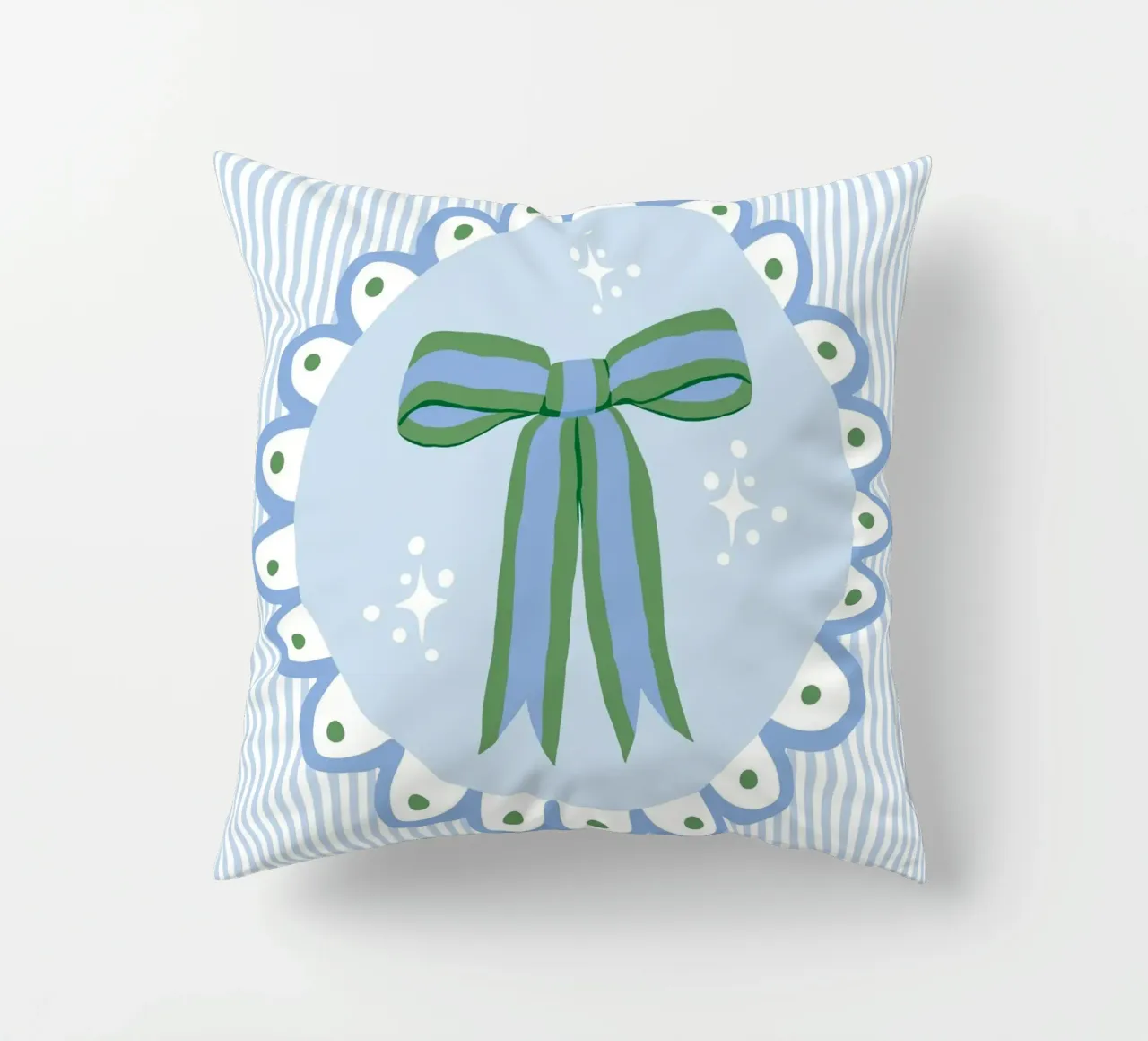 Pretty sparking coquette ribbon in blue and green cuscino da Vivdesign