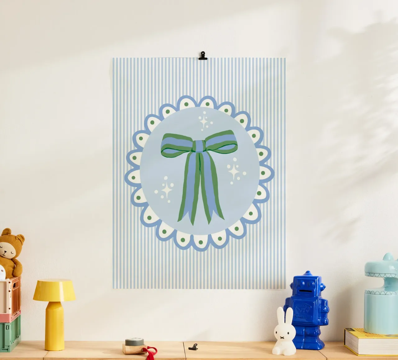 Pretty sparking coquette ribbon in blue and green poster da Vivdesign