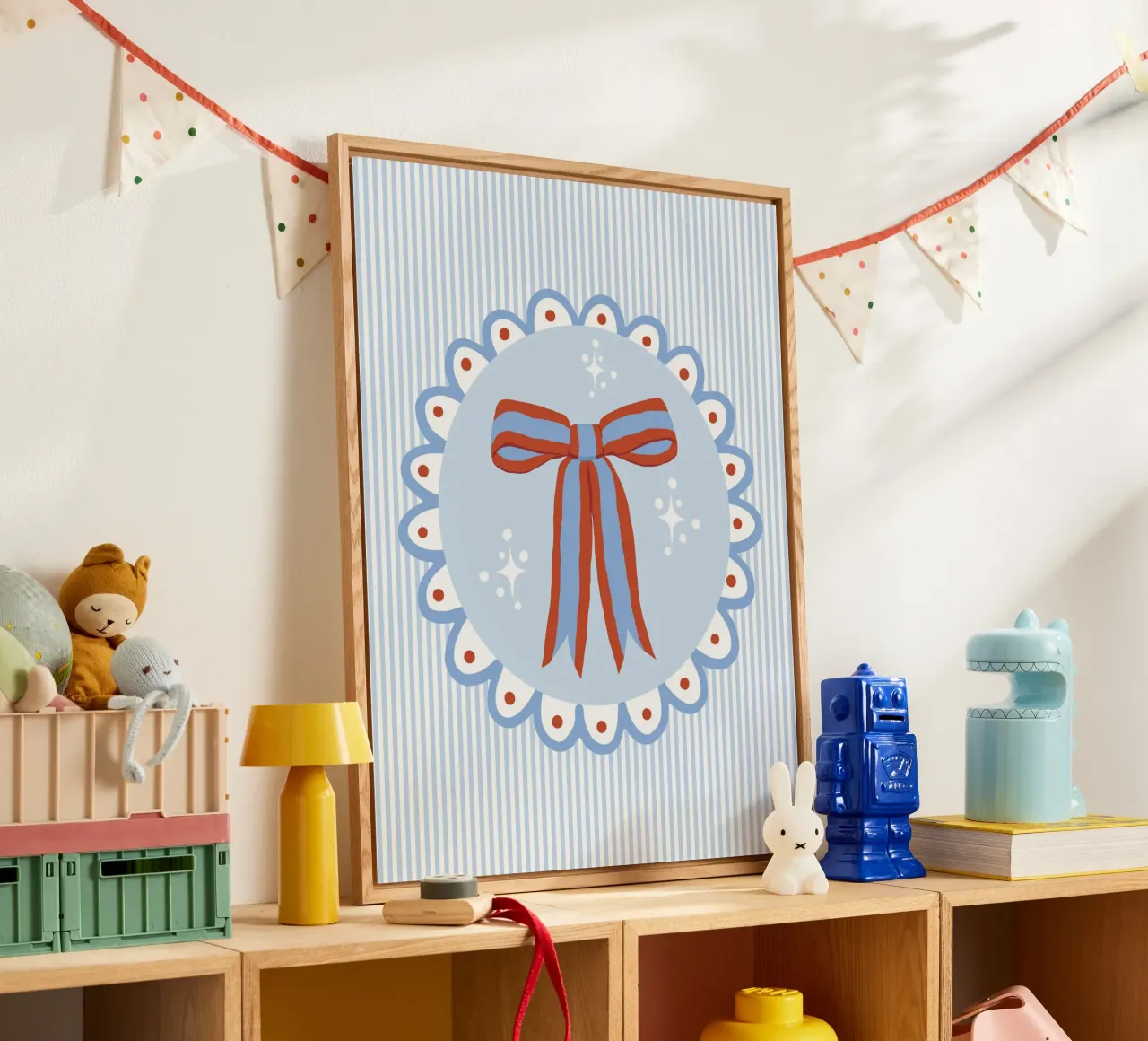 Pretty sparkling coquette ribbon in blue and red metacrilato de Vivdesign