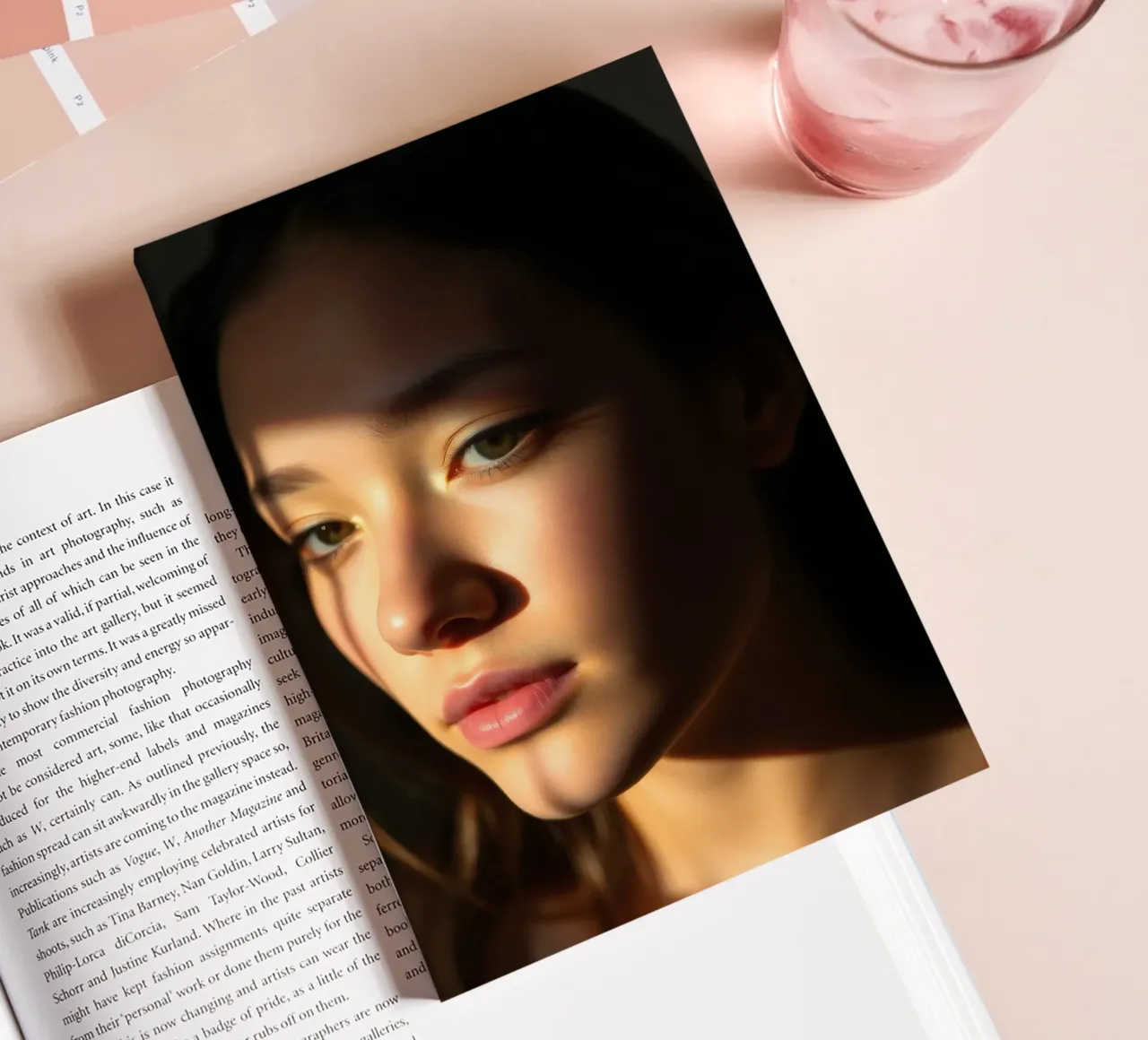 Young woman with natural beauty and soft light notebook by DesignDoodle