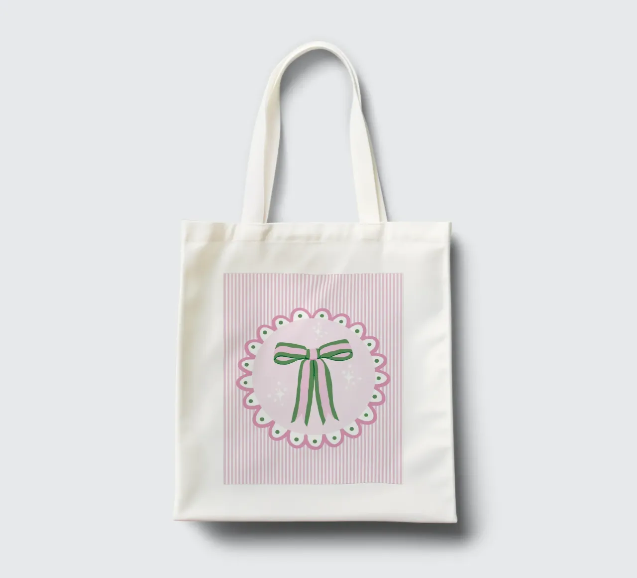 Pretty sparkling coquette ribbon in pink and green borsa in juta da Vivdesign