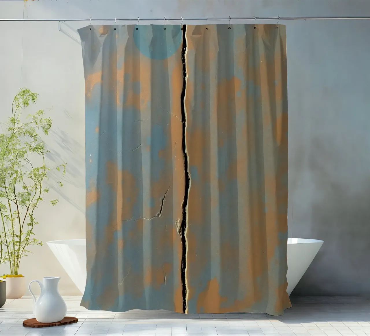 Rissige Oberfläche mit Abnutzungserscheinungen in einer gestrichenen Wand Duschvorhang von DesignDoodle