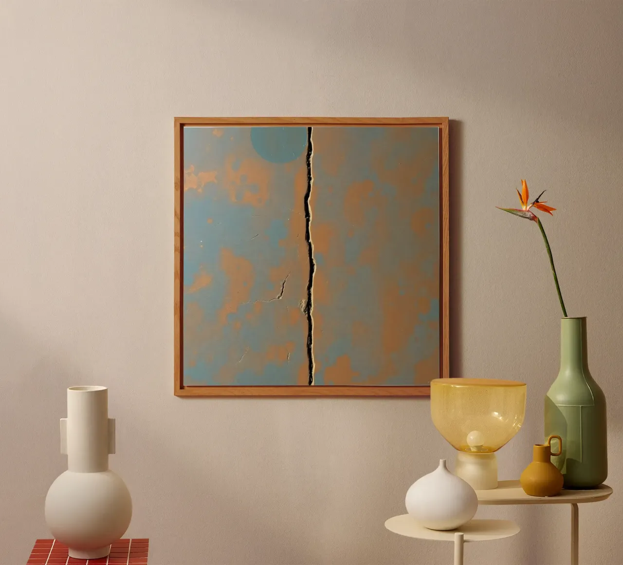 Surface fissurée montrant l'usure d'un mur peint alu dibond de DesignDoodle