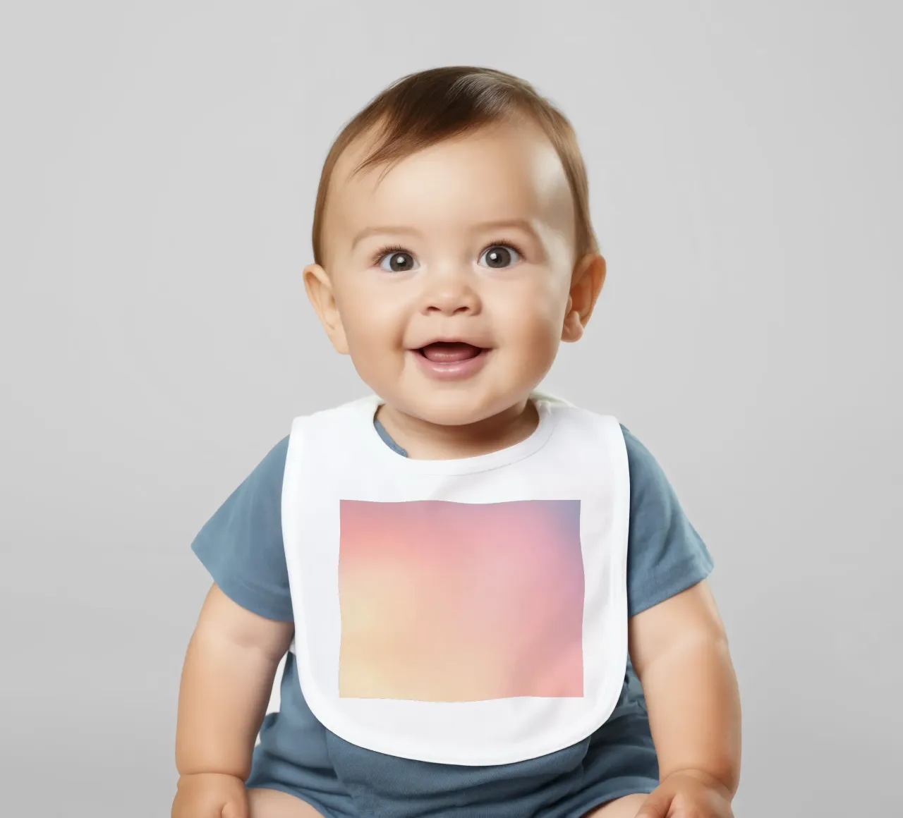 Soft pastel colors blend to create a calm background baby bib by DesignDoodle