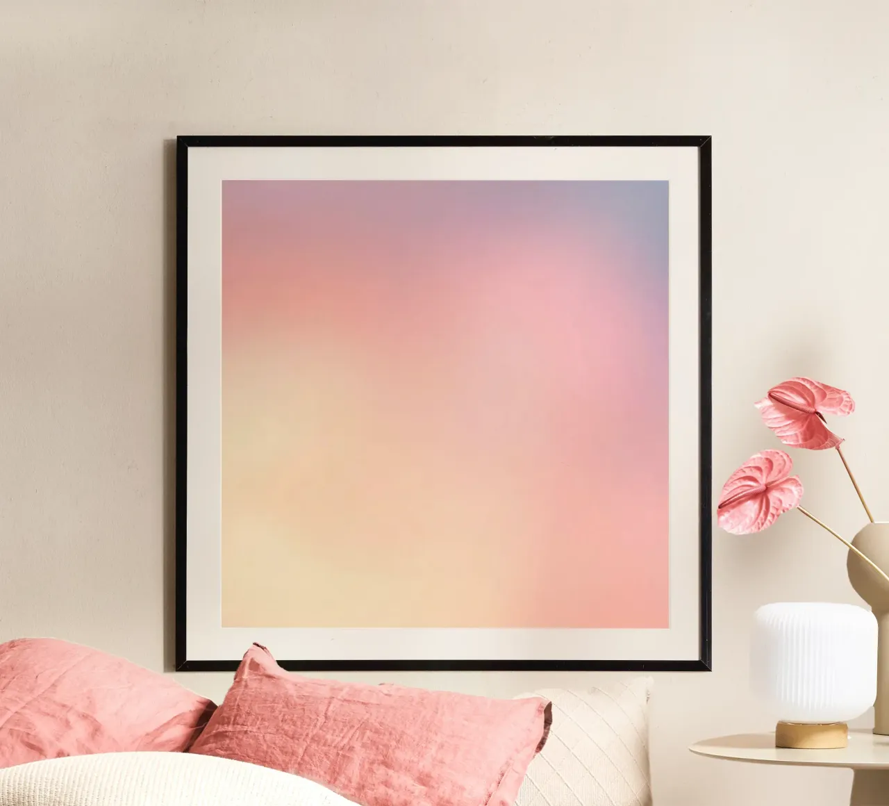 Soft pastel colors blend to create a calm background poster by DesignDoodle