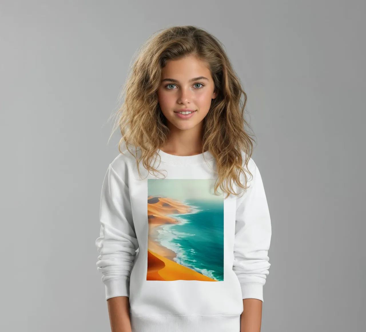 Le dune di sabbia del deserto incontrano l'oceano lungo un litorale mozzafiato felpa bambino da DesignDoodle