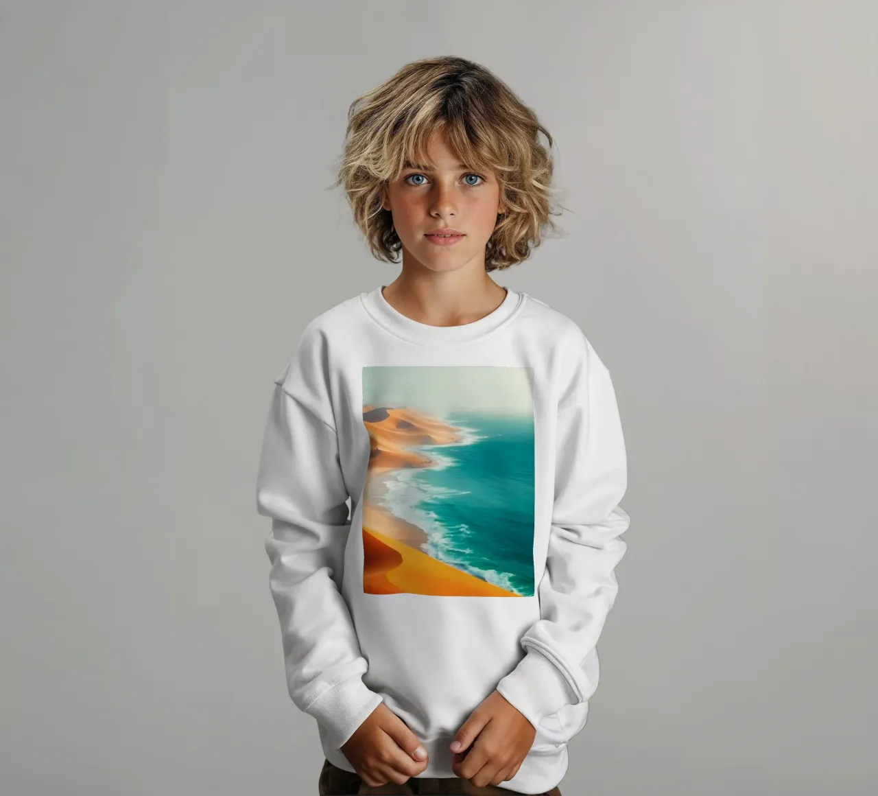 Le dune di sabbia del deserto incontrano l'oceano lungo un litorale mozzafiato felpa bambino da DesignDoodle