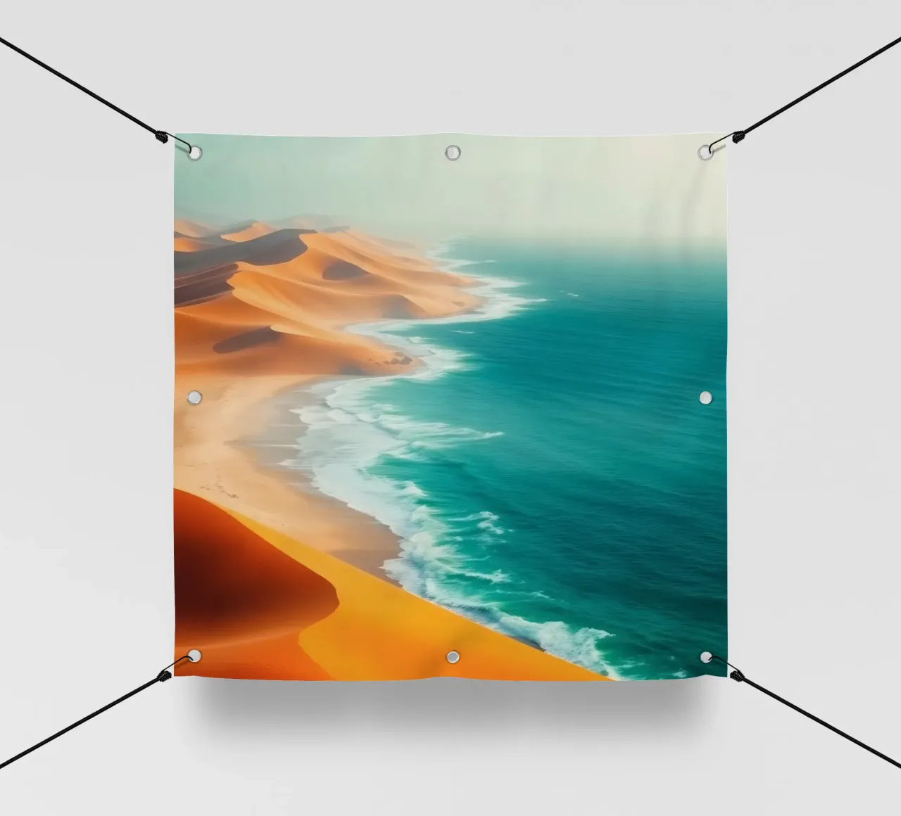 Le dune di sabbia del deserto incontrano l'oceano lungo un litorale mozzafiato telo in pvc da DesignDoodle