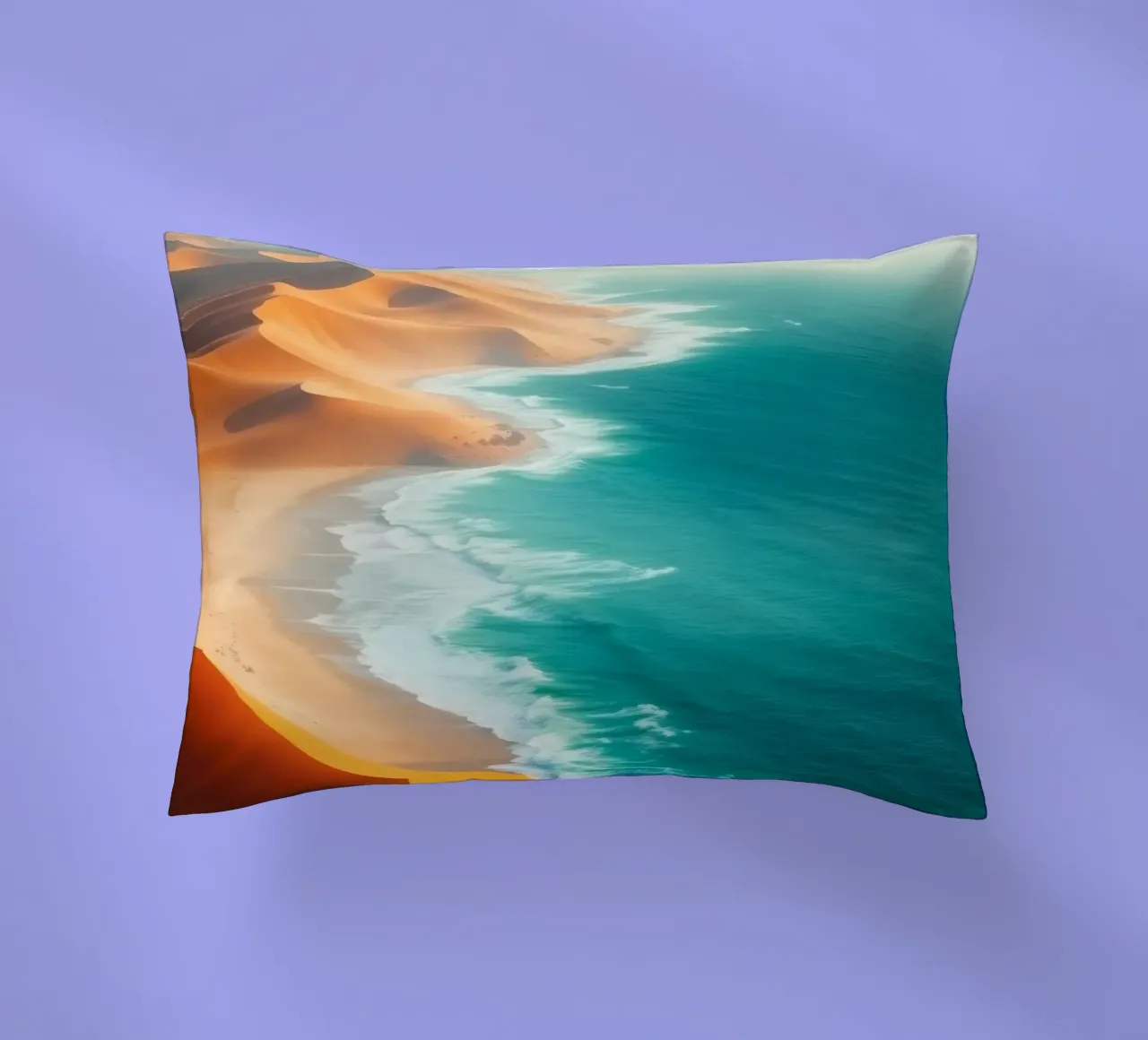 Le dune di sabbia del deserto incontrano l'oceano lungo un litorale mozzafiato cuscino da DesignDoodle