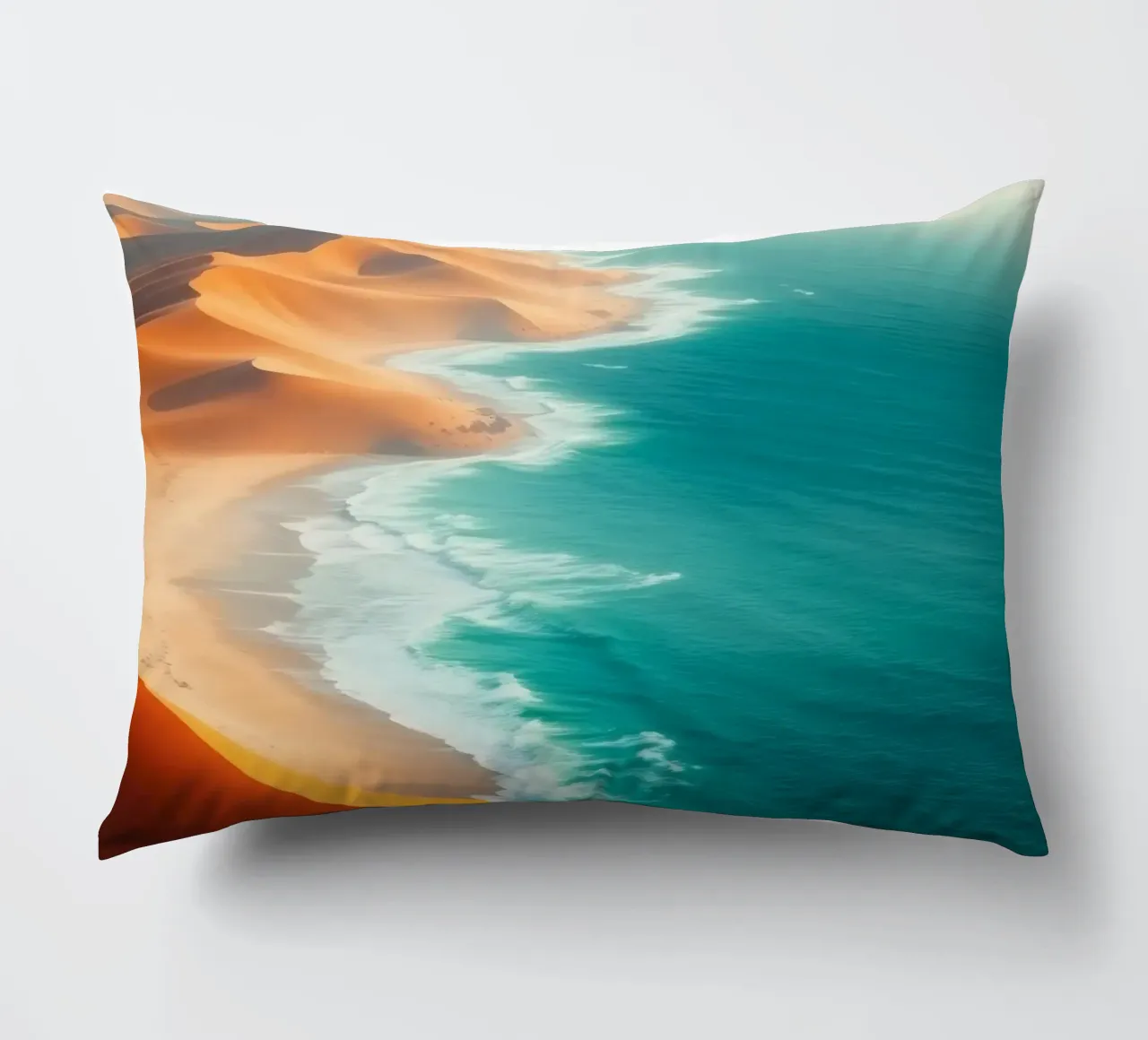Le dune di sabbia del deserto incontrano l'oceano lungo un litorale mozzafiato cuscino da DesignDoodle