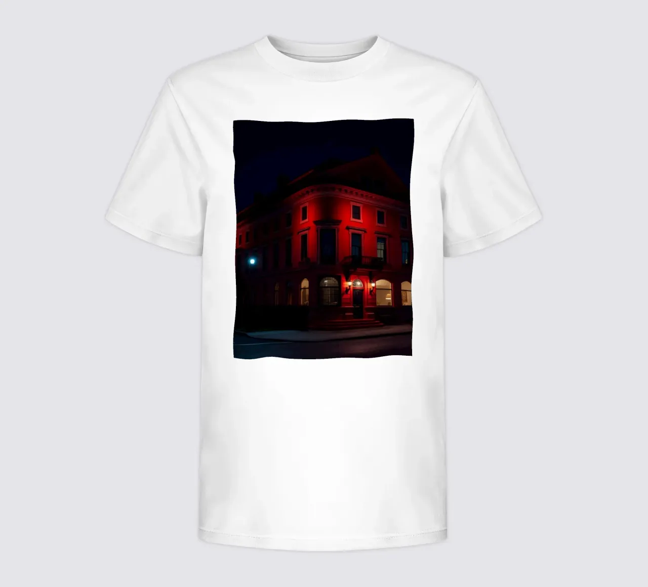 Historic building illuminated at night creating a striking kids t-shirt by DesignDoodle