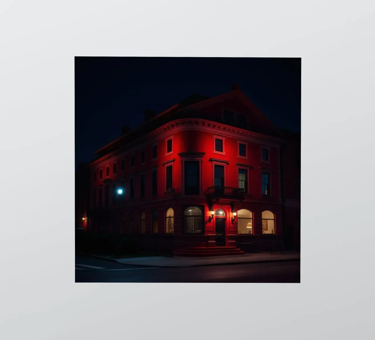 Historic building illuminated at night creating a striking sticker by DesignDoodle