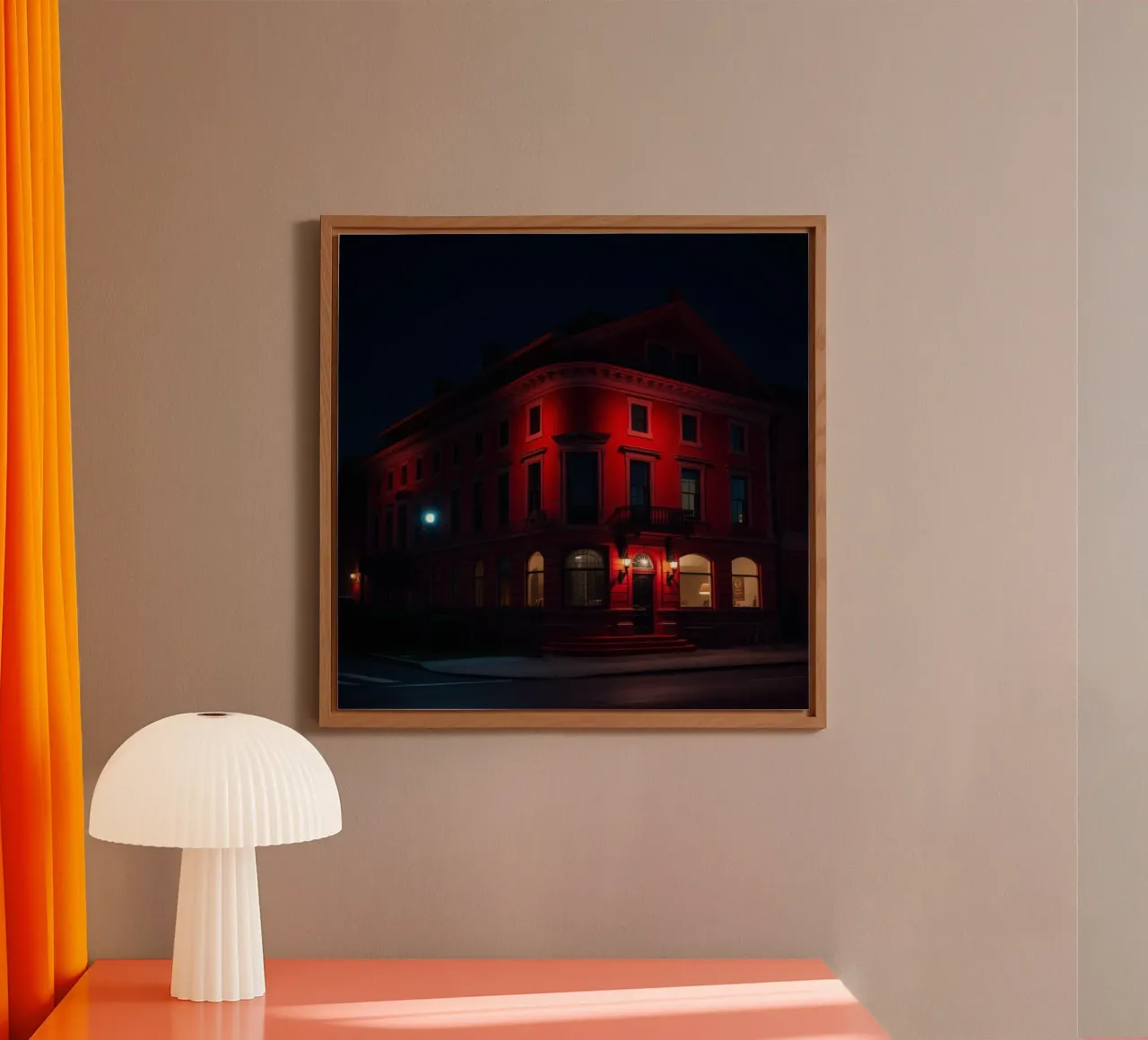 Historic building illuminated at night creating a striking alu-dibond by DesignDoodle