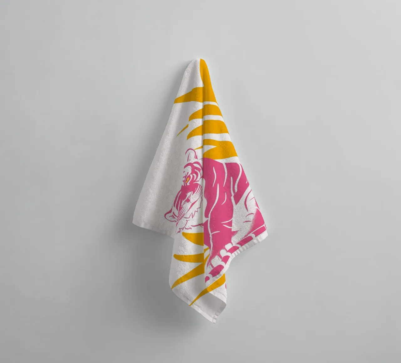 Lusk Pink Orange Tiger Abstract Psychedelic Pop Art Print towel by NorwesClub
