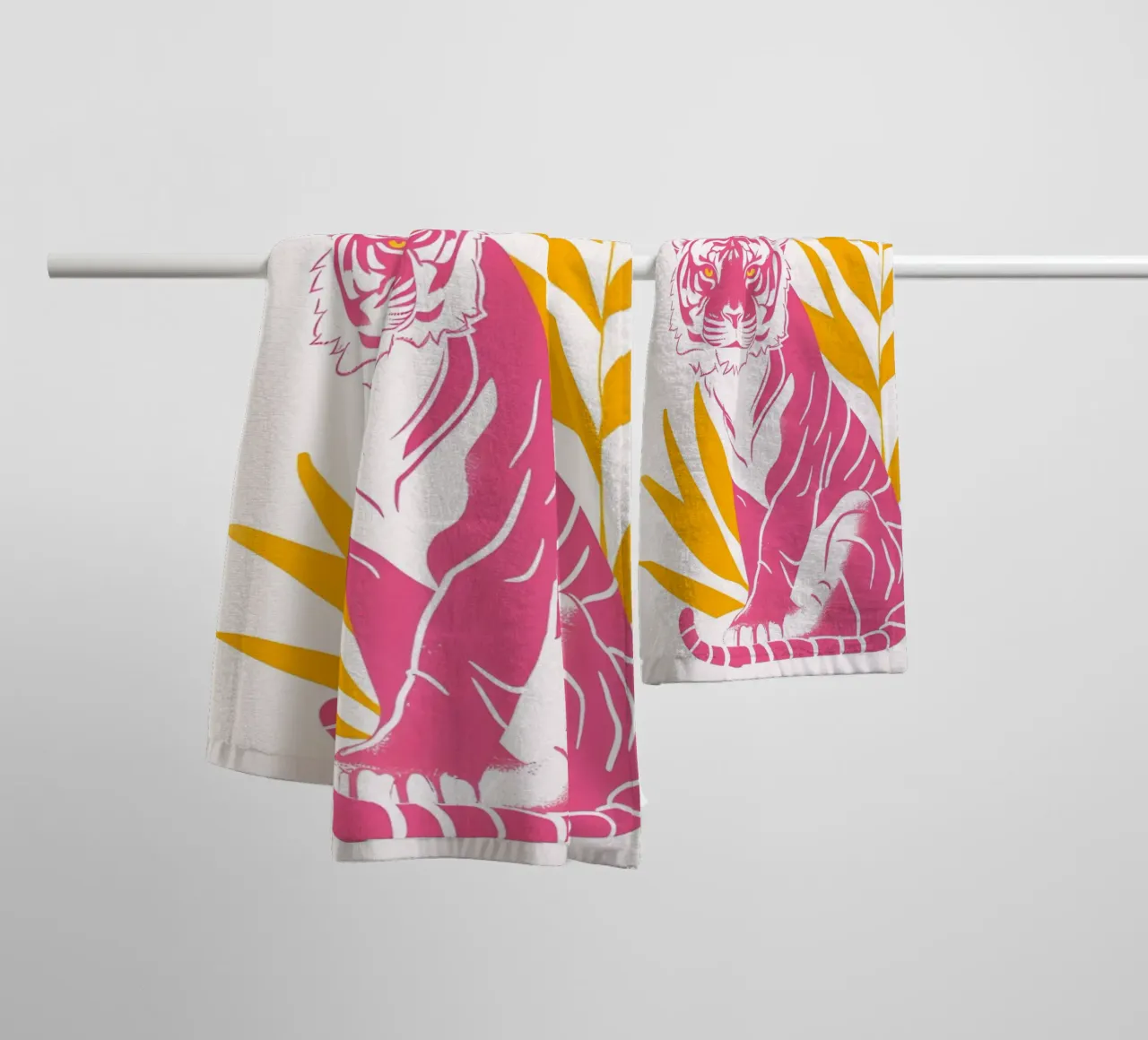 Lusk Pink Orange Tiger Abstract Psychedelic Pop Art Print towel by NorwesClub
