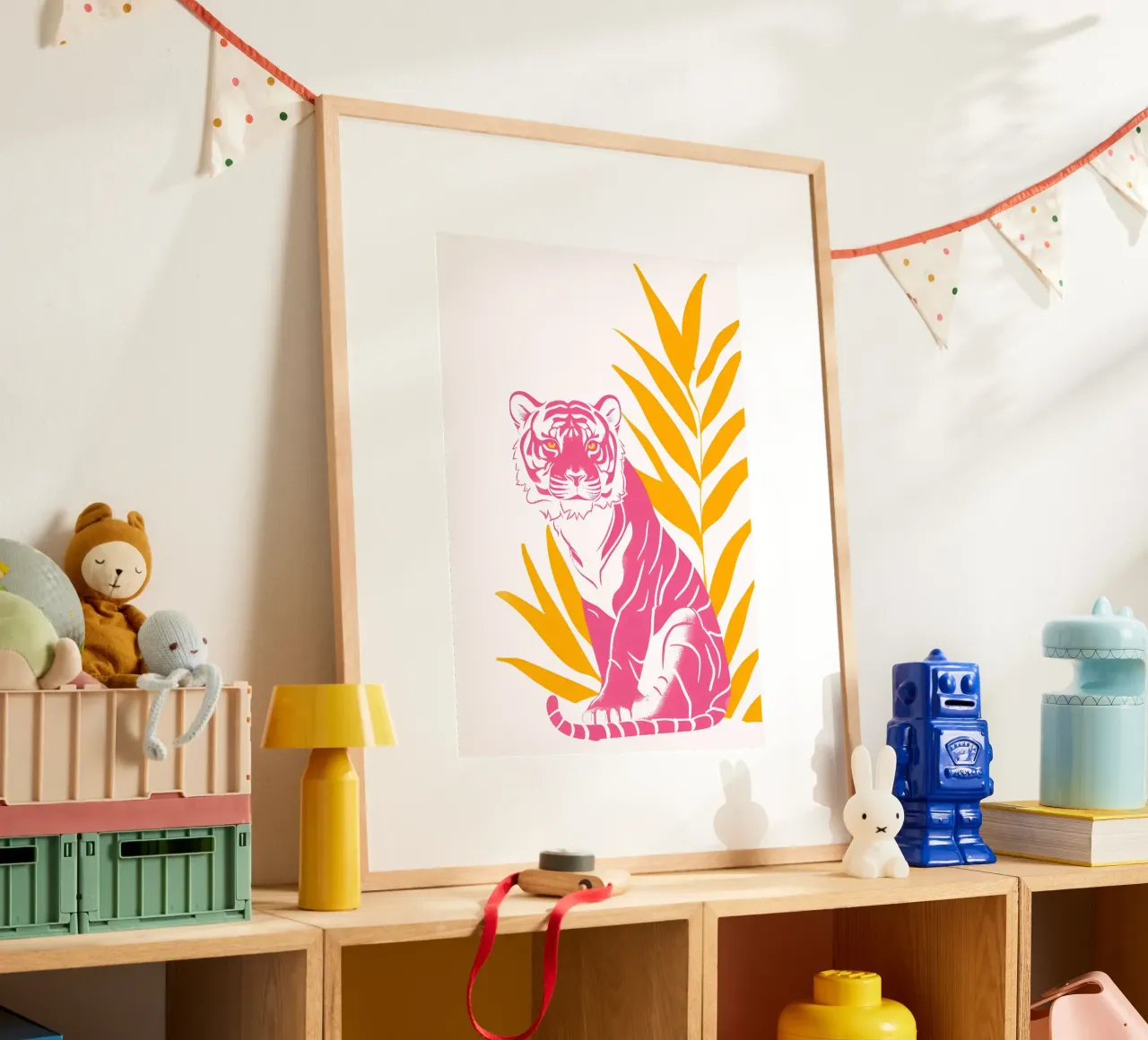 Lusk Rosa Naranja Tigre Abstracto Psicodélico Pop Art Print poster de NorwesClub