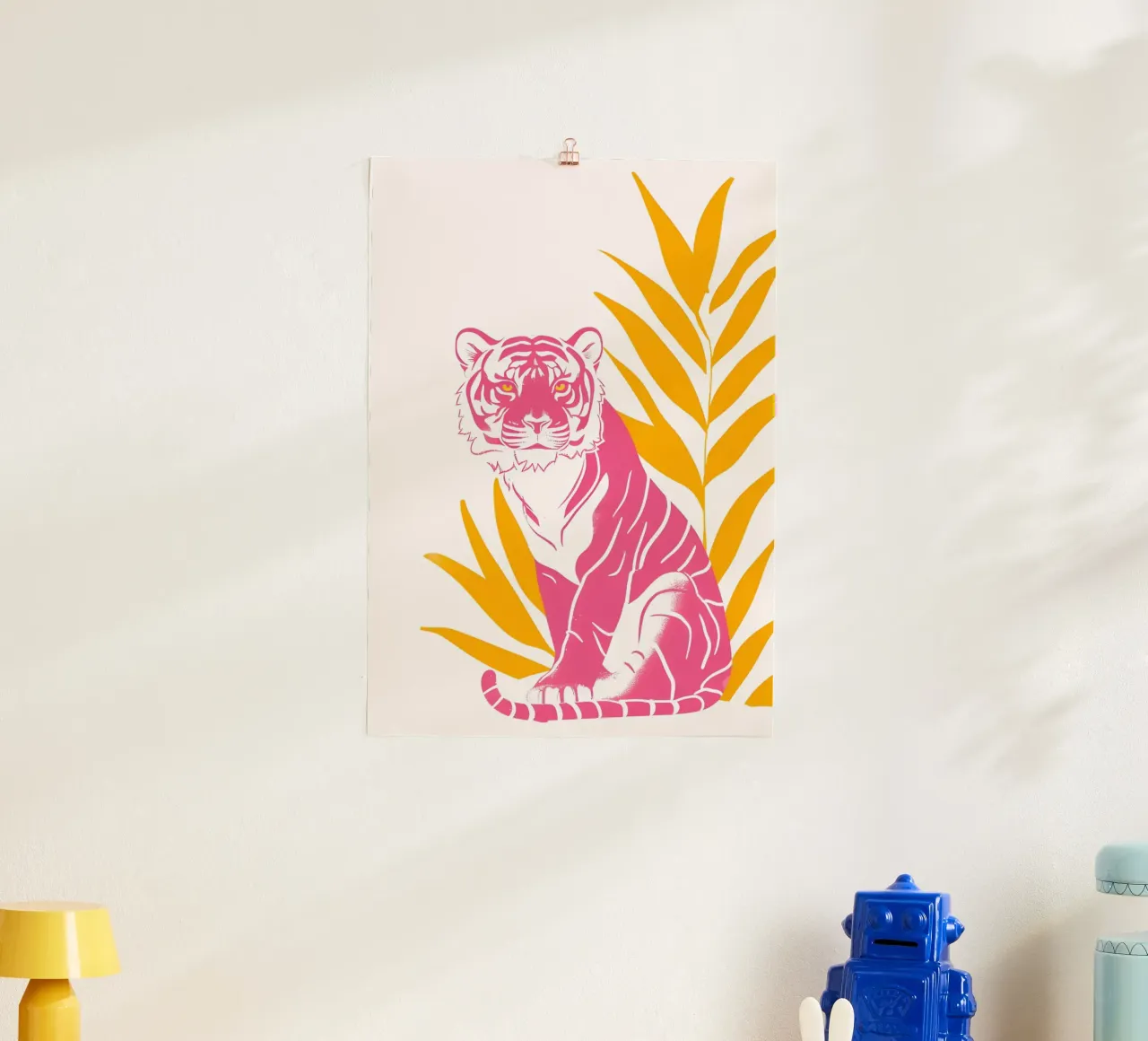 Lusk Rosa Naranja Tigre Abstracto Psicodélico Pop Art Print poster de NorwesClub