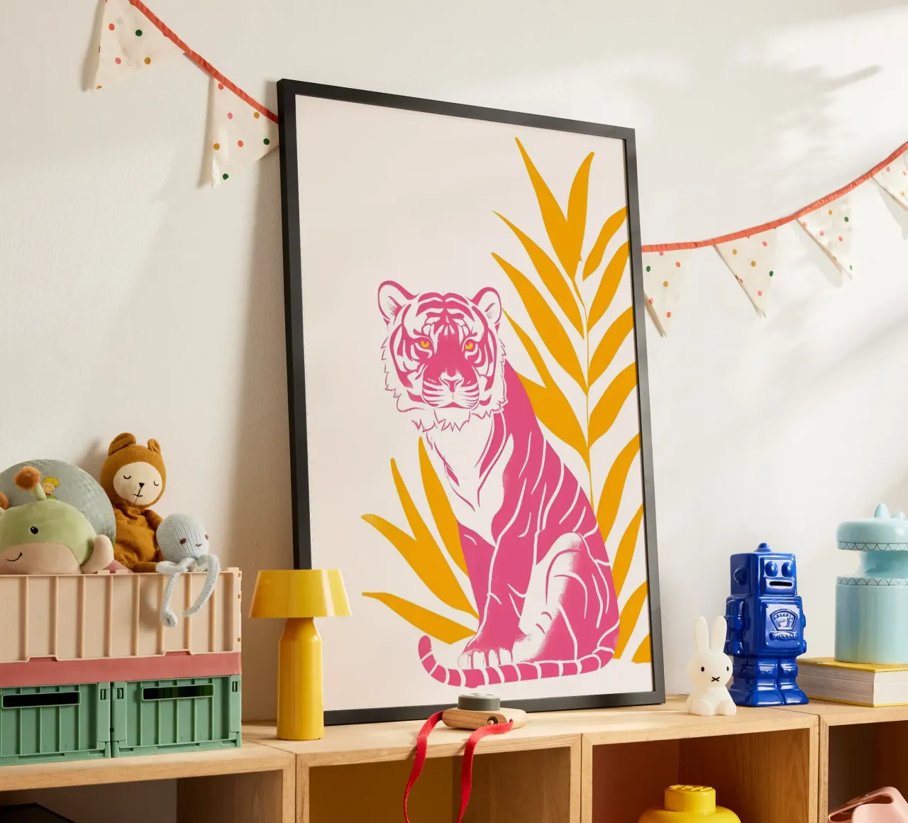 Lusk Rosa Naranja Tigre Abstracto Psicodélico Pop Art Print poster de NorwesClub