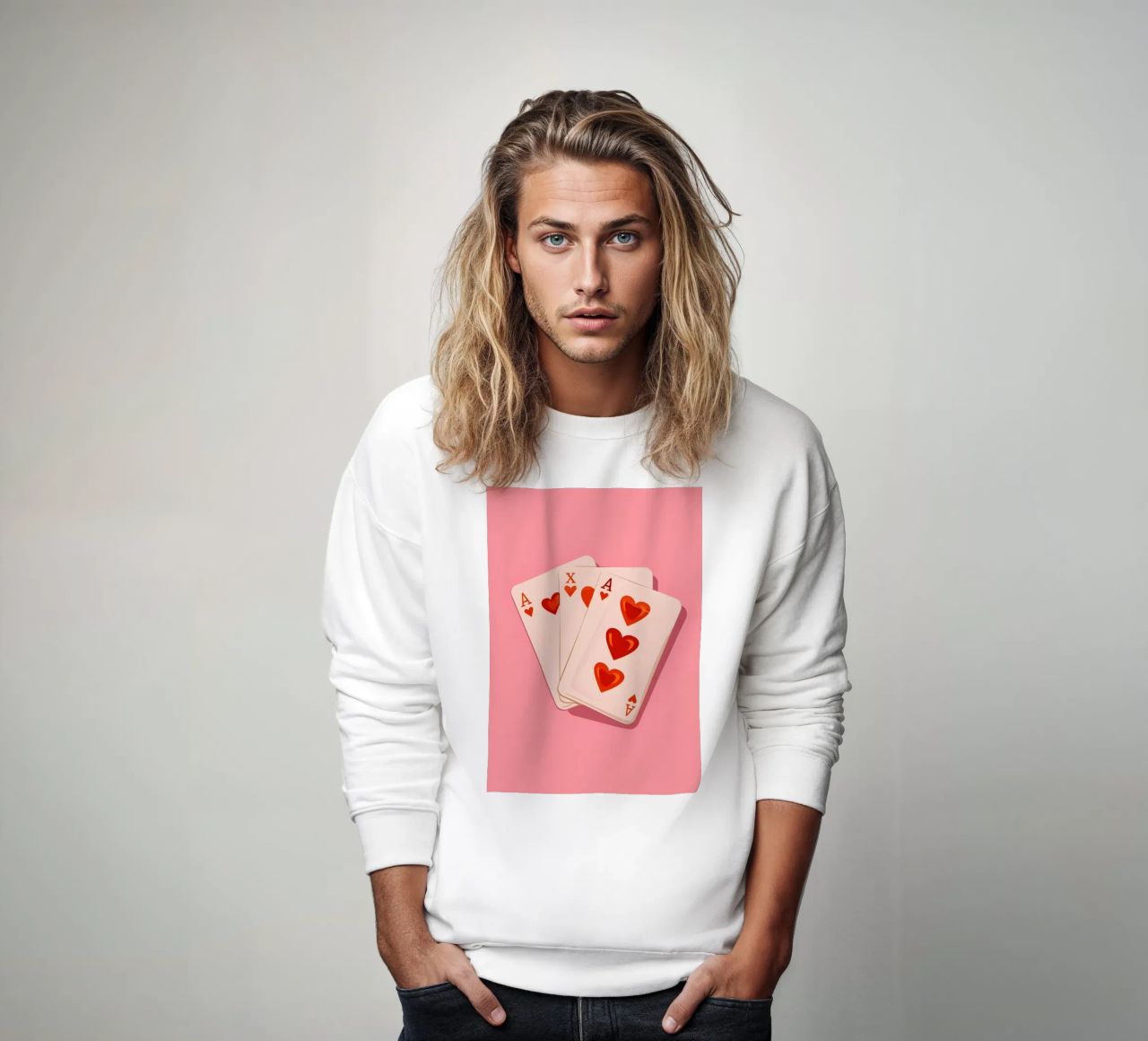 Carta da gioco retrò rosa Asso di cuori Stampa pop art felpa da NorwesClub