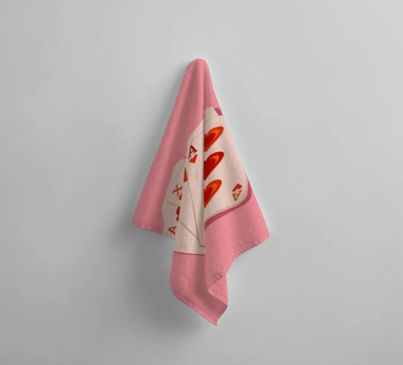 Pink Ace of Hearts Retro Playing Card Pop Art Print towel by NorwesClub