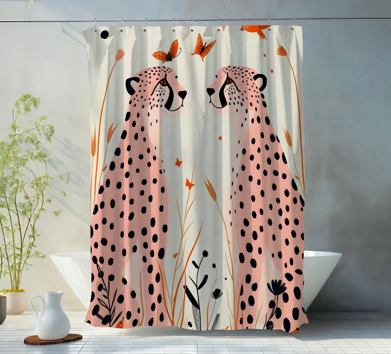 Psychedelische Cheetah Spots Abstract Dier Pop Art Print douchegordijn van NorwesClub