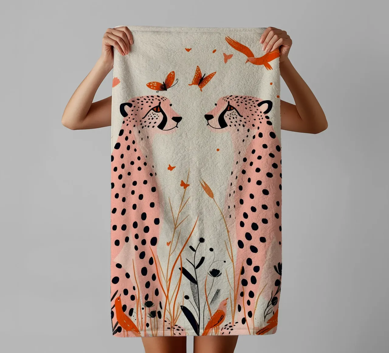 Psychedelische Cheetah Spots Abstract Dier Pop Art Print badhanddoek van NorwesClub