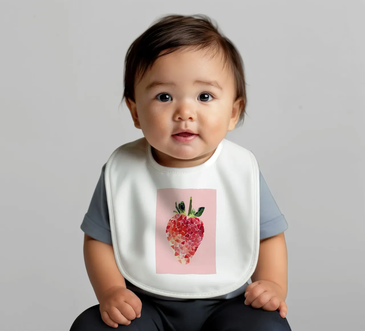 Abstract Strawberry Geometric Pop Art Minimalist Print baby bib by NorwesClub