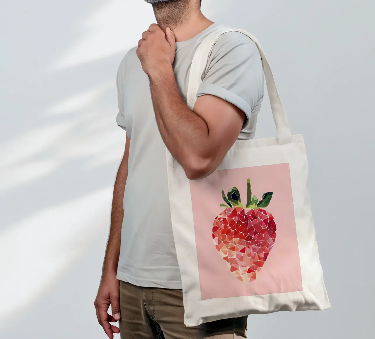 Abstract Strawberry Geometric Pop Art Minimalist Print tote bag by NorwesClub