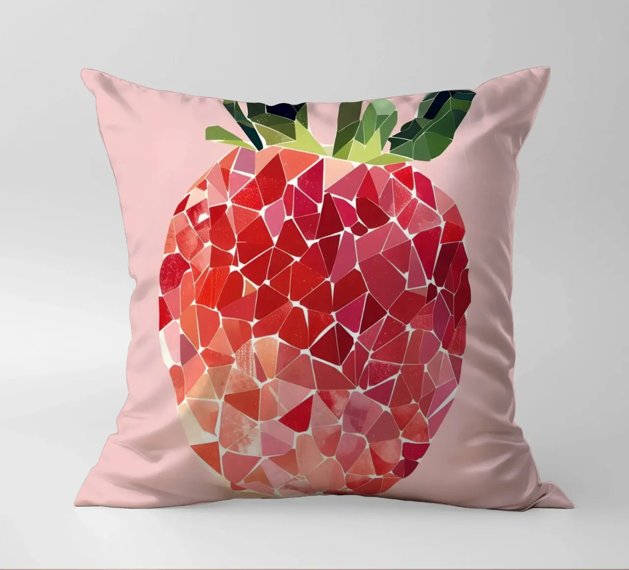 Abstract Strawberry Geometric Pop Art Minimalist Print decorative cushion by NorwesClub