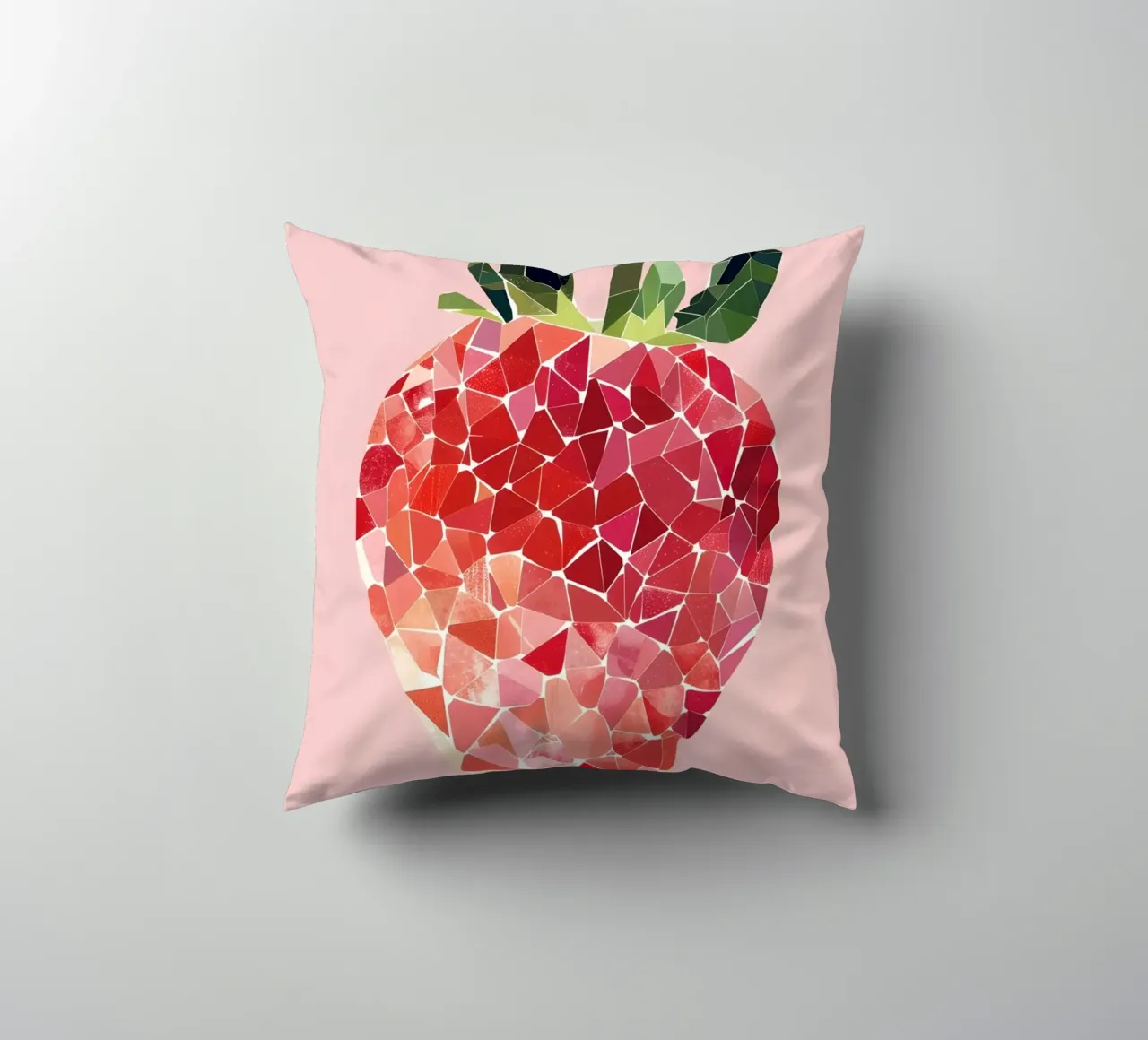 Abstract Strawberry Geometric Pop Art Minimalist Print decorative cushion by NorwesClub