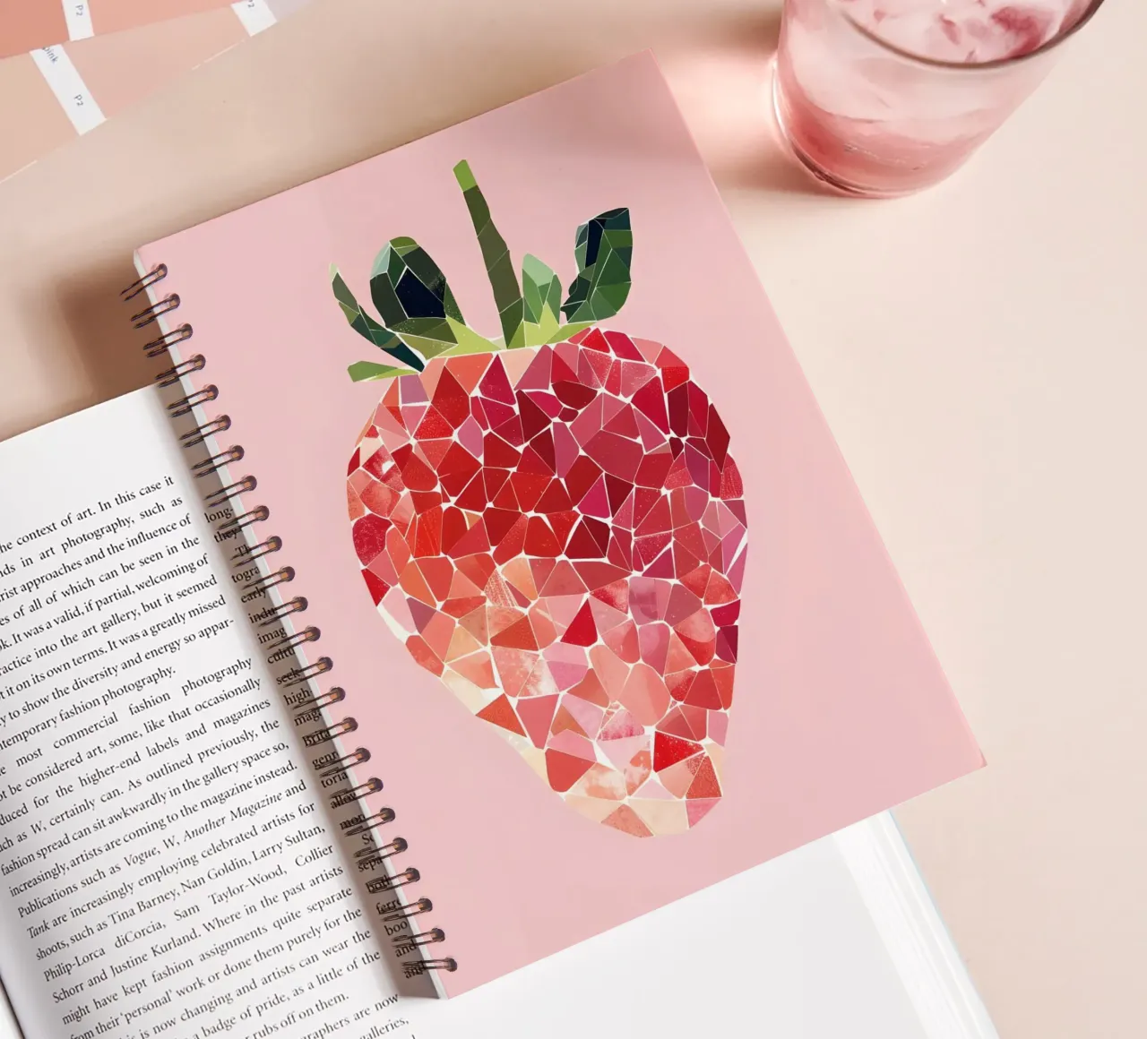 Abstract Strawberry Geometric Pop Art Minimalist Print spiral notebook by NorwesClub