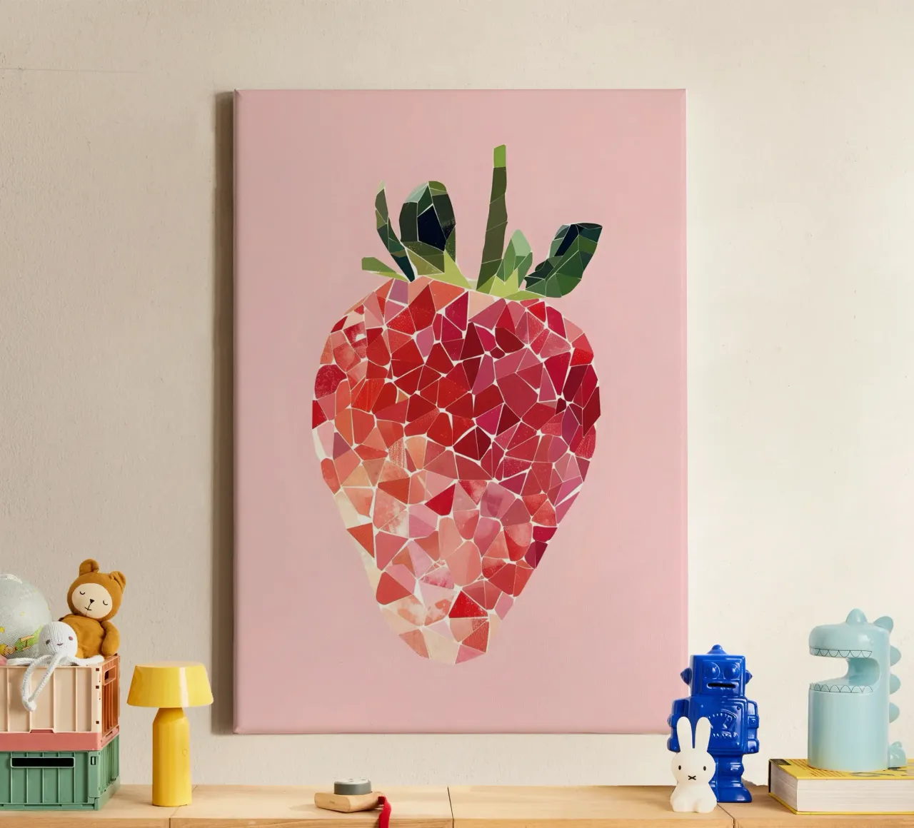 Abstract Strawberry Geometric Pop Art Minimalist Print canvas by NorwesClub