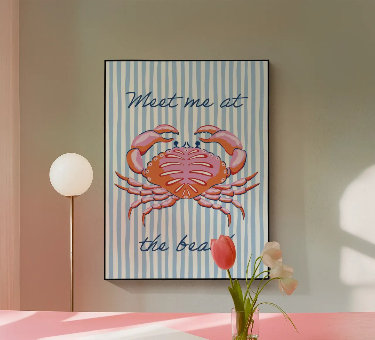Meet me at the beach - red and pink crab plexiglass da Vivdesign